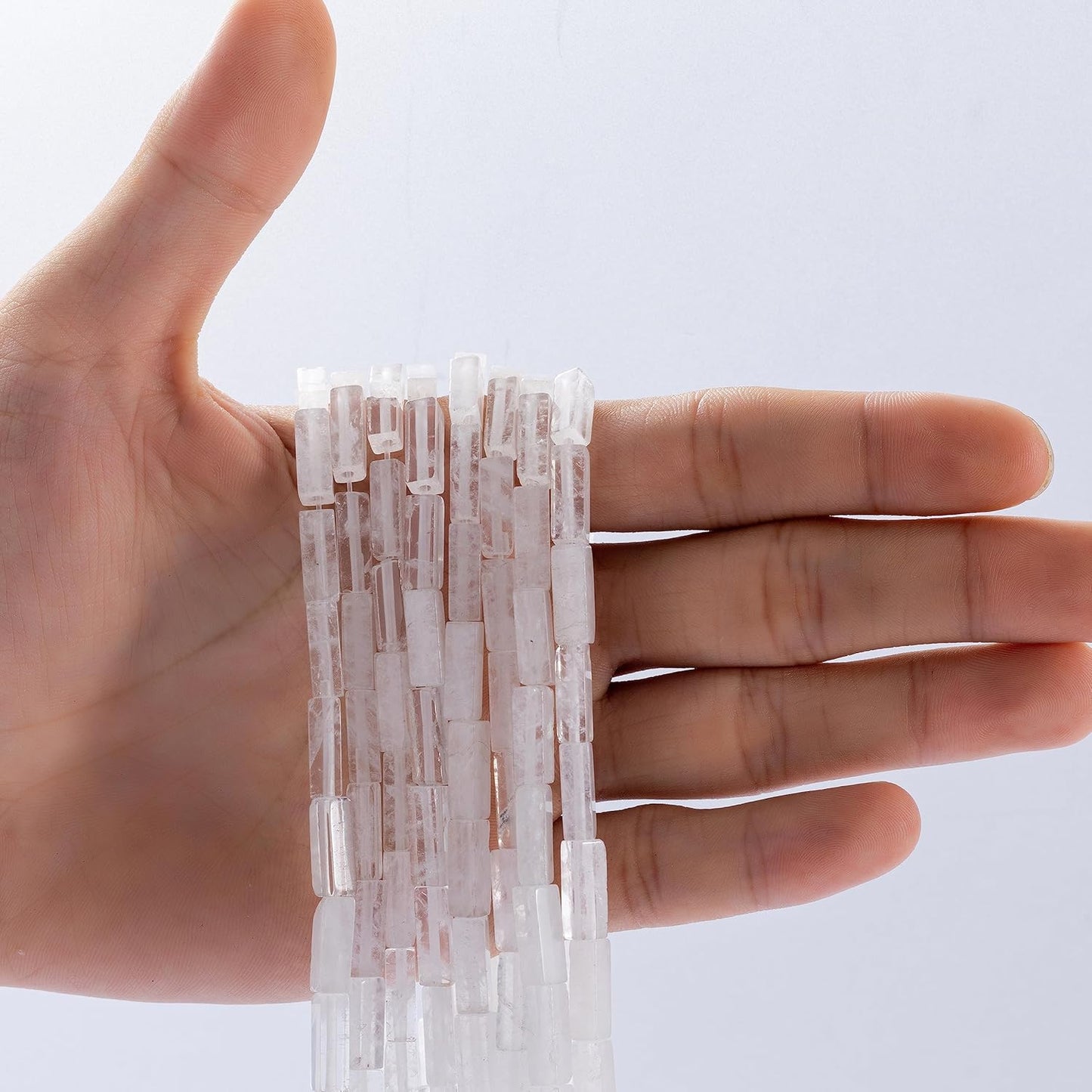 Natural White Crystal Rectangle Tube Beads 4x13mm 38cm/str Loose Semi Gemstone Stone Beads for Making Bracelets Necklace Earrings