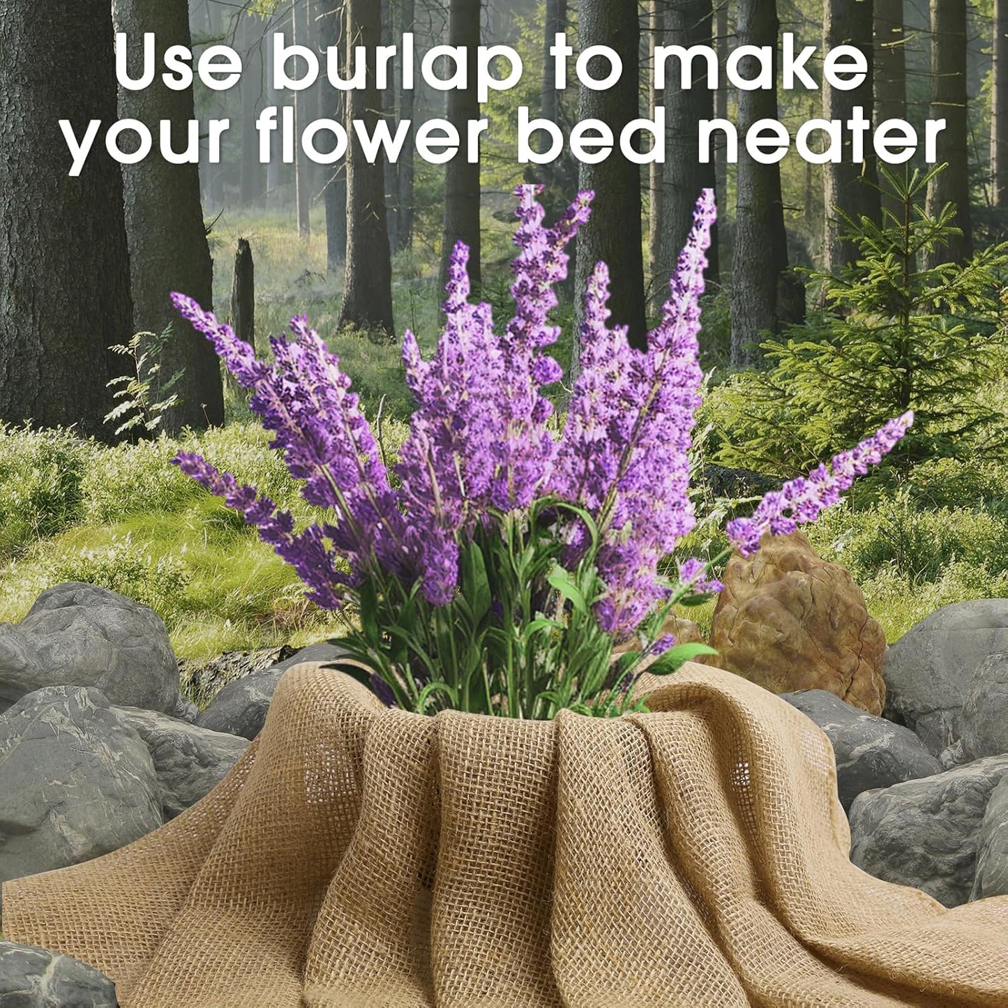 Burlap Fabric - Garden Burlap Fabric Roll Natural Jute Outdoor Fabric Burlap Weed Barrier Trees Trunk Wrap for Crafts Farmhouse Gardening Table Decor for Crafts (19.7" x 20 Feet)