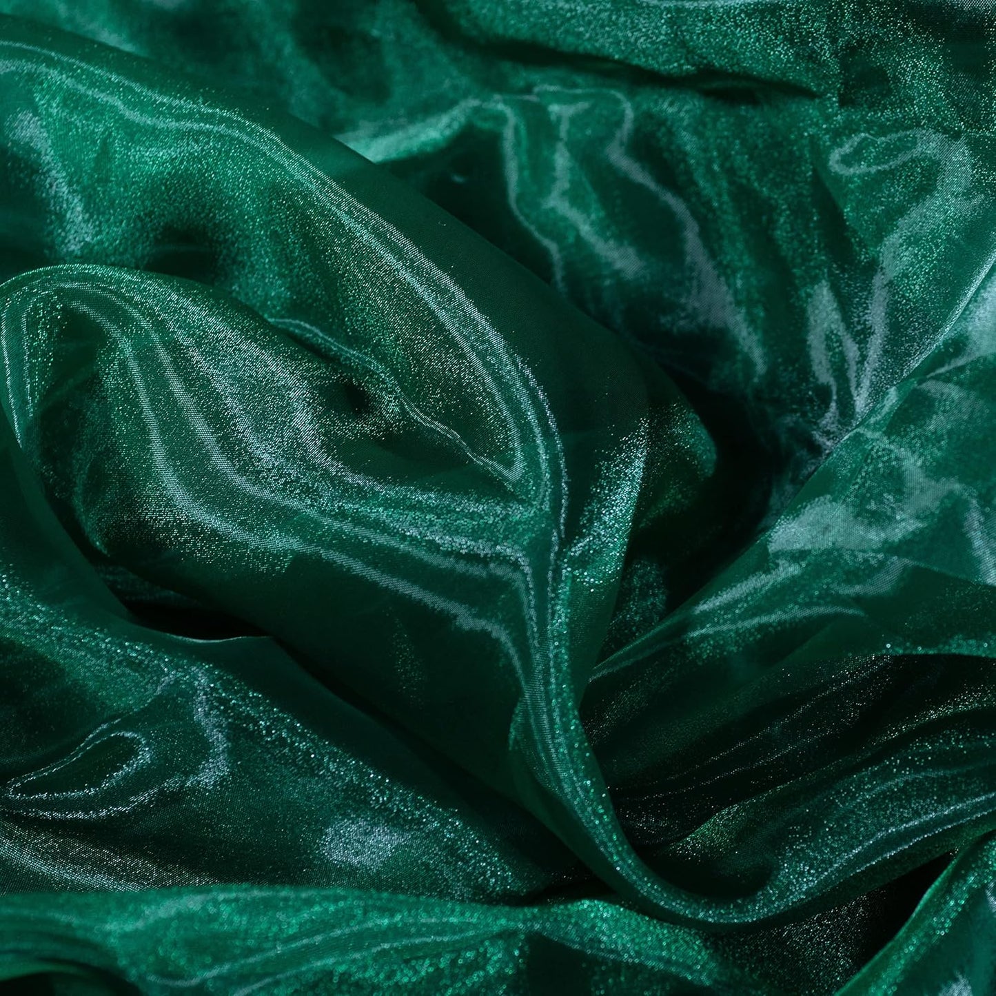 Fynite Sheer Organza Fabric | 2 Yards Long | 44" Wide | Bridal Solid Sheer Organza Bolt for Wedding Dress Fashion Craft Decorations - Hunter Green