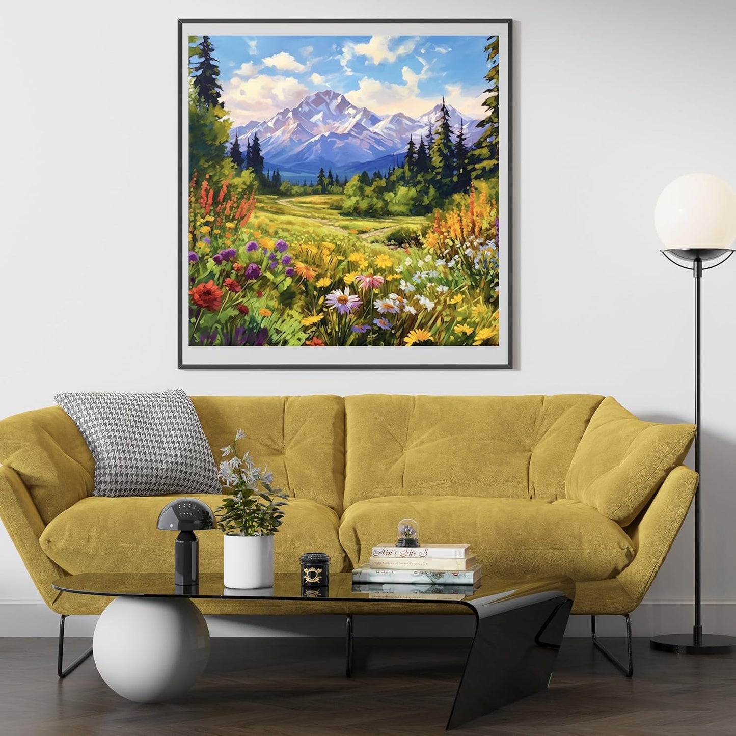 14CT Counted Cross Stitch Kits for Adults Mountain Flowers Advanced Stamped Cross Stitch Kits for Adults (Mountain 4)