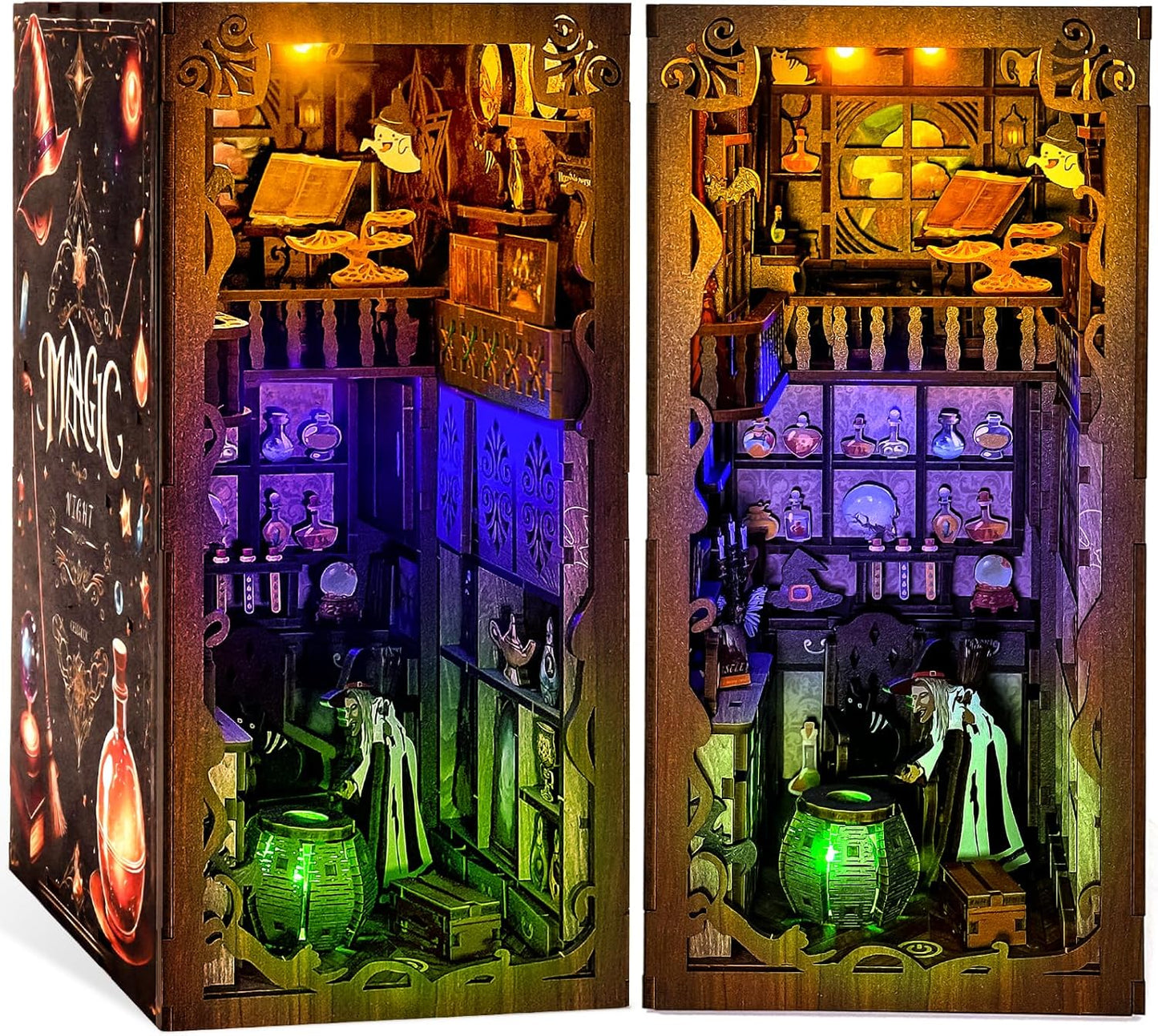 Book Nook Kits for Adults, Miniature House Dollhouse Kit for Teens, DIY Crafts for Adults, Bookshelf Decor Magic House with LED Light, Gifts for Family and Friends