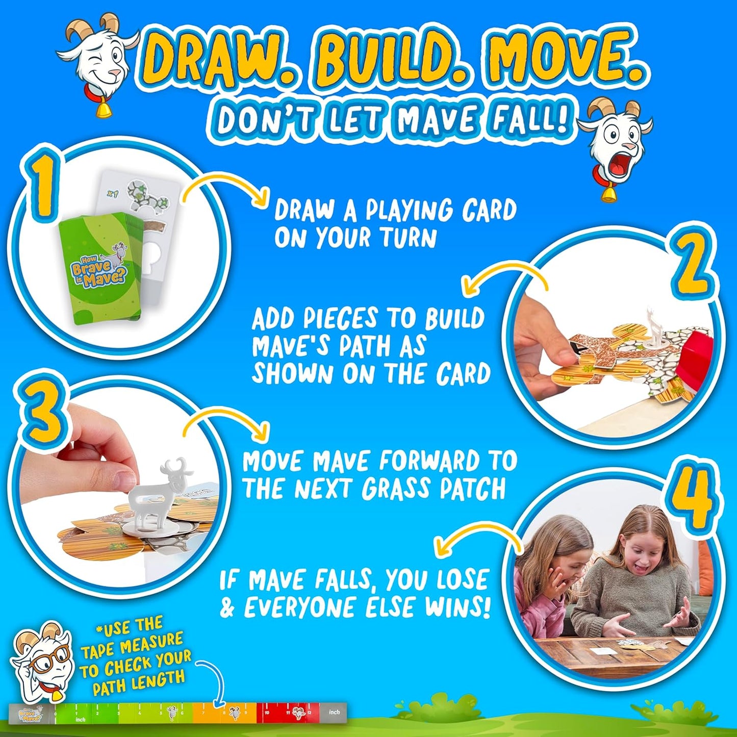 How Brave is Mave? - The First Table-Edge Stack Game, Card-Balancing, Goat-Saving Mayhem - Great for Family Game Night, Ages 6-99, Competitive and Collaborative - Laugh, Stack, and Topple