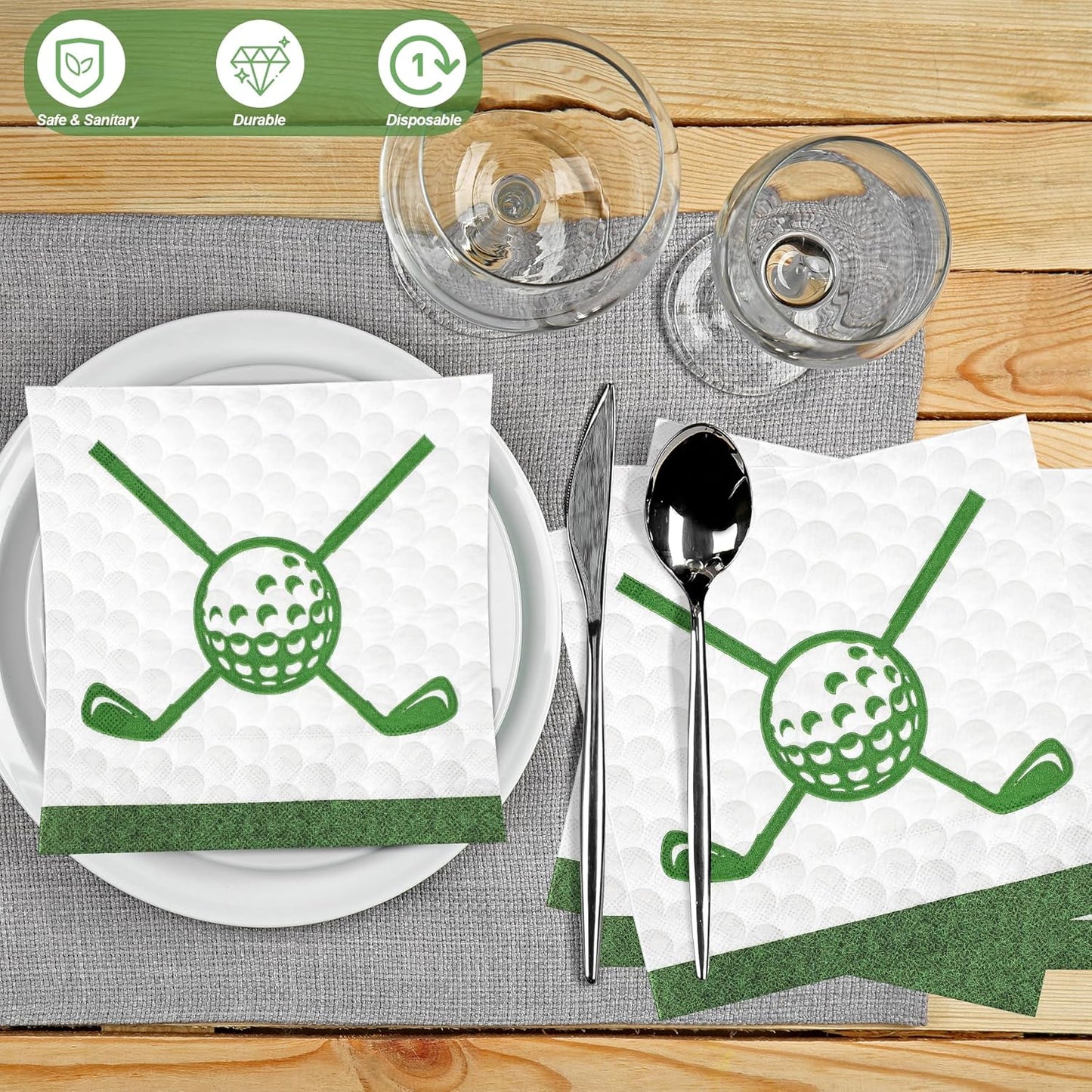 Aodaer 48 Pieces Golf Napkins 13 x 13 Inches Hole in One First Napkins Disposable Golf Cocktail Beverage Paper Napkins for Golf Themed Party Decorations Sports Party Supplies, Birthday Party