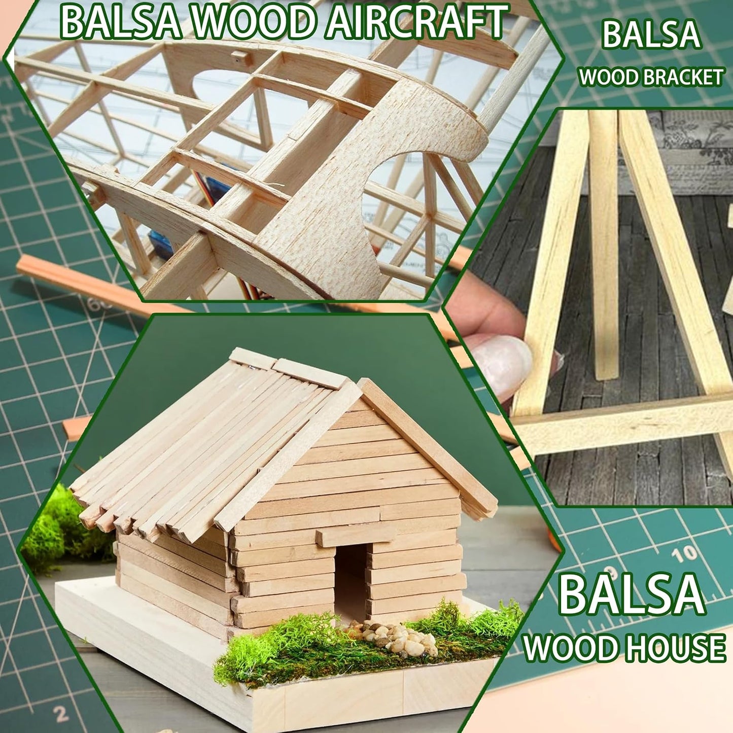 60Pcs Wood Square Dowel Rods 1/8 x 1/8 x 12 inch,Balsa Wood Squares for Crafts,Model Making (1/8"x12"-60pcs)