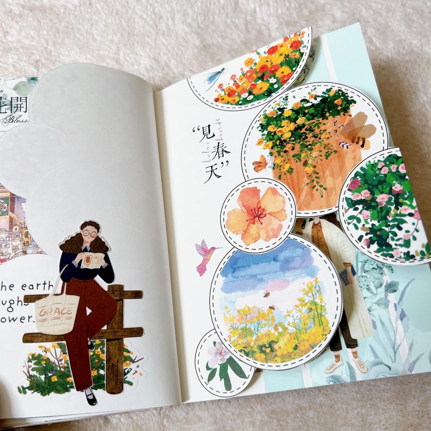 WT Spring Oasis Washi Tape Sticker Set, 3 Rolls, Original Designs, Nature-Inspired Floral Decorative Masking Tape, Wide Craft Tape, Bujo Planner Supplies, Adhesive Wrapping Tape, DIY Paper Tape