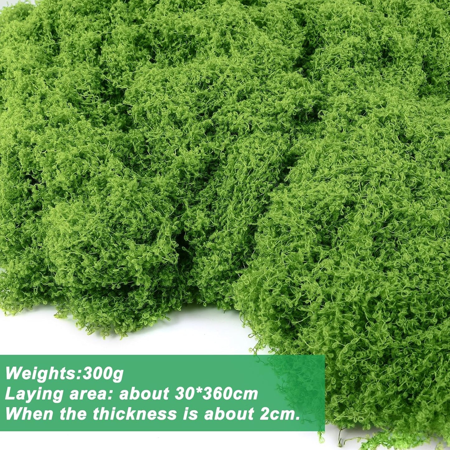 Draupnir Fake Green Moss for Potted Plants, 10.6OZ Fake Moss for Plants Indoor,Faux Moss for Crafts Artificial Moss Decor, DIY Decorative Moss for Fairy Garden Glass Containers Wedding (300g)