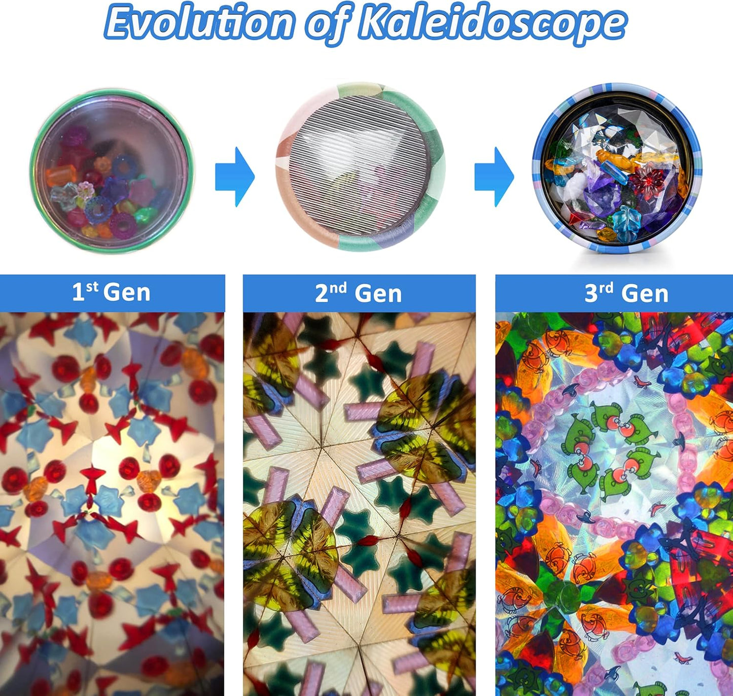 Classic Tin Kaleidoscopes 2 Pack, Discover Hidden Animals, Crystal Clear View, Vintage Retro Toys in Gift Box