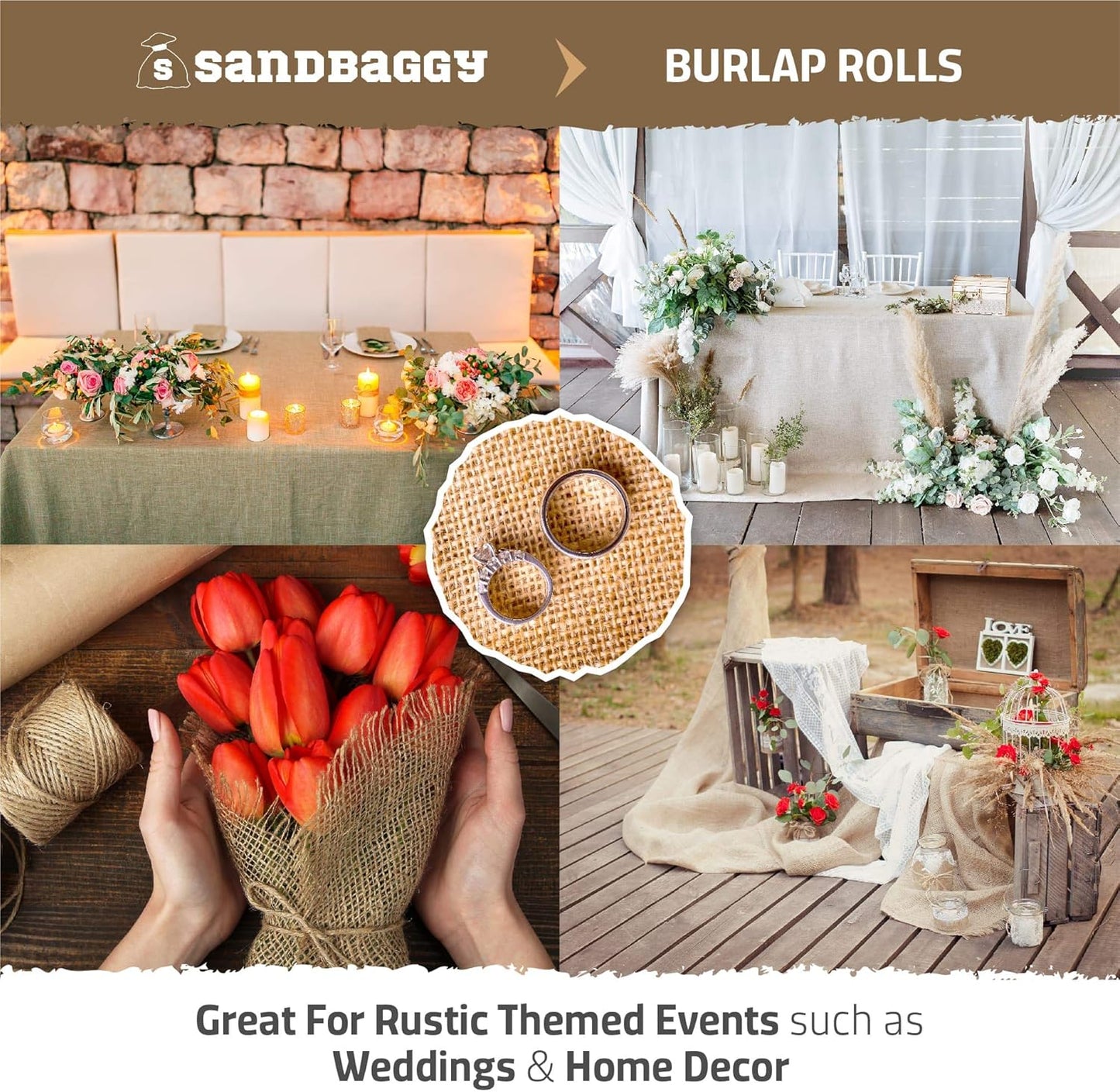 Sandbaggy Burlap Fabric Roll | 40 Inch by 300 ft | Great for Garden, Yard, Wedding, Craft, Decorating Tables | Constructed from Industrial Grade Burlap Fiber | 30% Thicker Than Competition (5 Rolls)