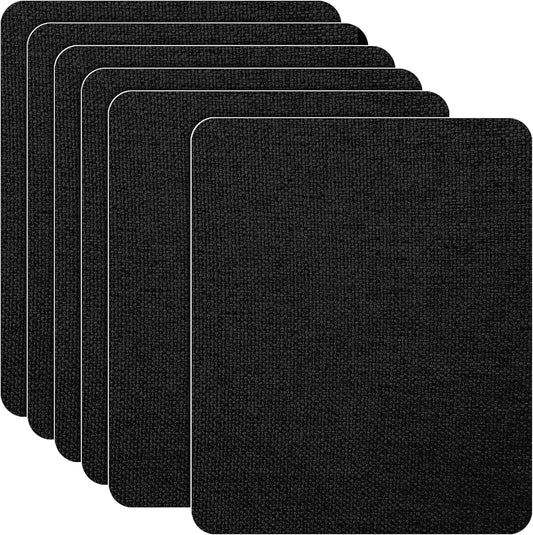 Azobur Coarse Linen Repair Patches, 6 Piece Self-Adhesive Linen Fabric Patches, Multi Color, Can be Used for Linen Sofa Repair and Linen Clothes Repair, Quick Fix Sofa.(Black)