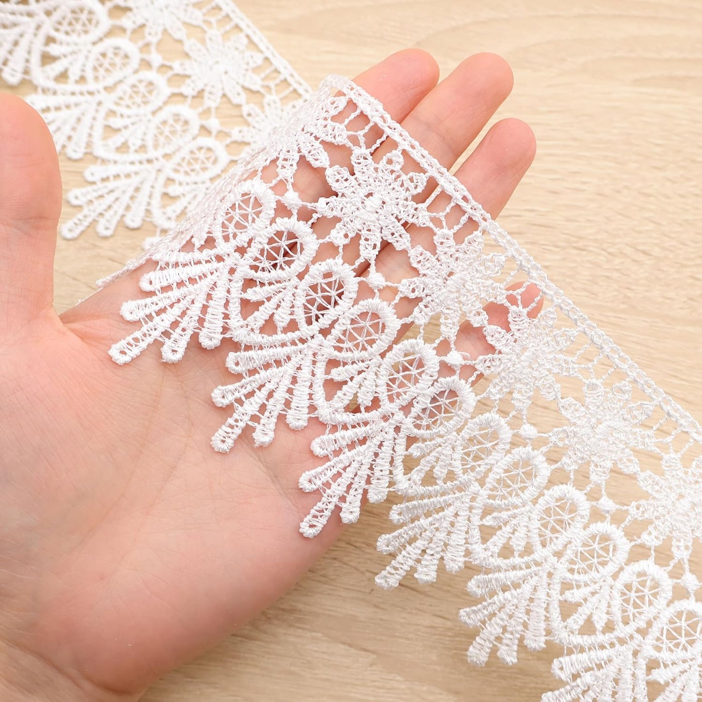 GXTIZAS White Lace Trim 5 Yards Wide Venise Lace Ribbon Embroidered Edge Trim for Sewing Crafts Pillow Case