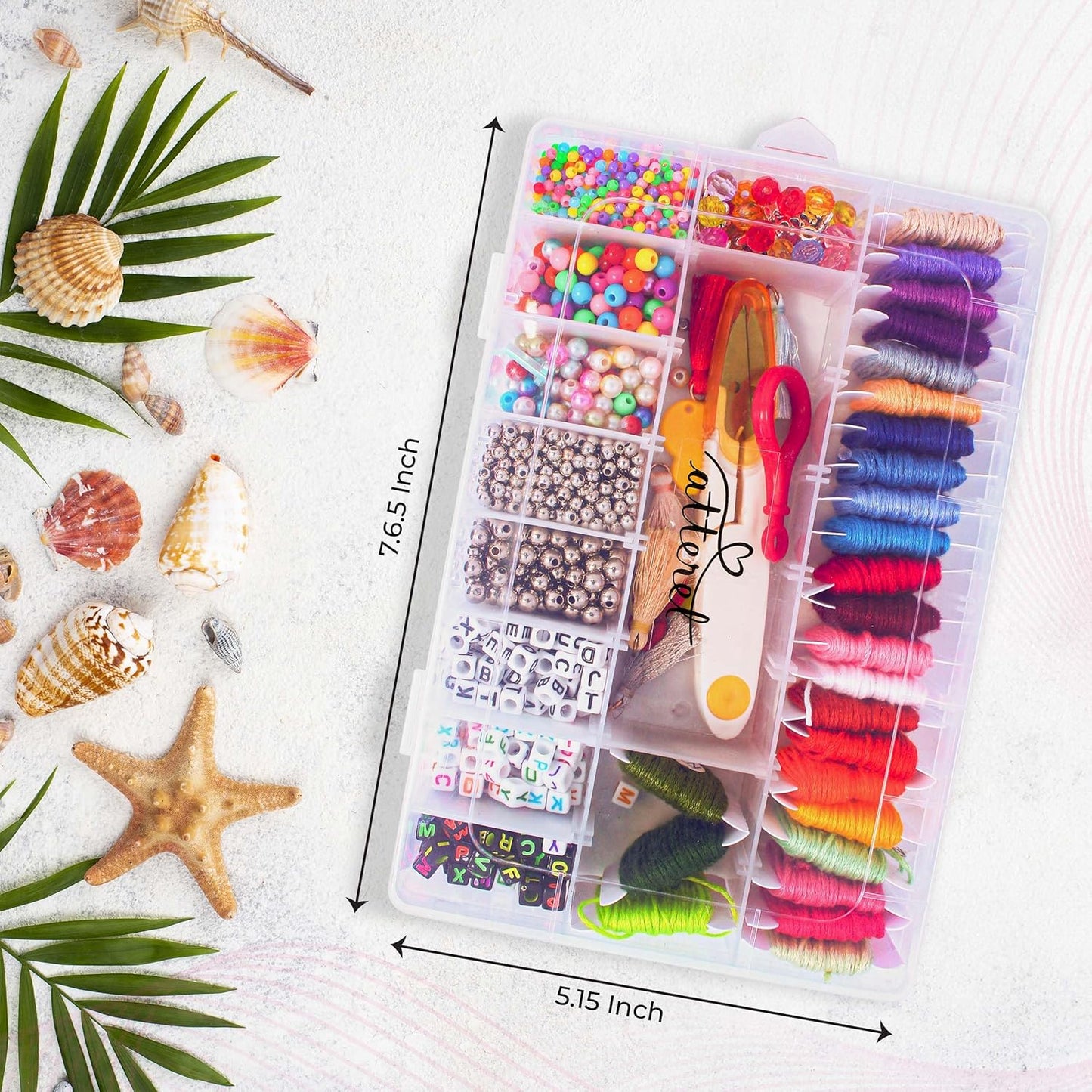 ATTERET 2070Pcs Embroidery Floss Kit for Friendship Bracelets with Alphabet, Pearl, and Large & Small Colored Beads, Tassels & Silver Charms, Great Bracelet Making Kit for Adults