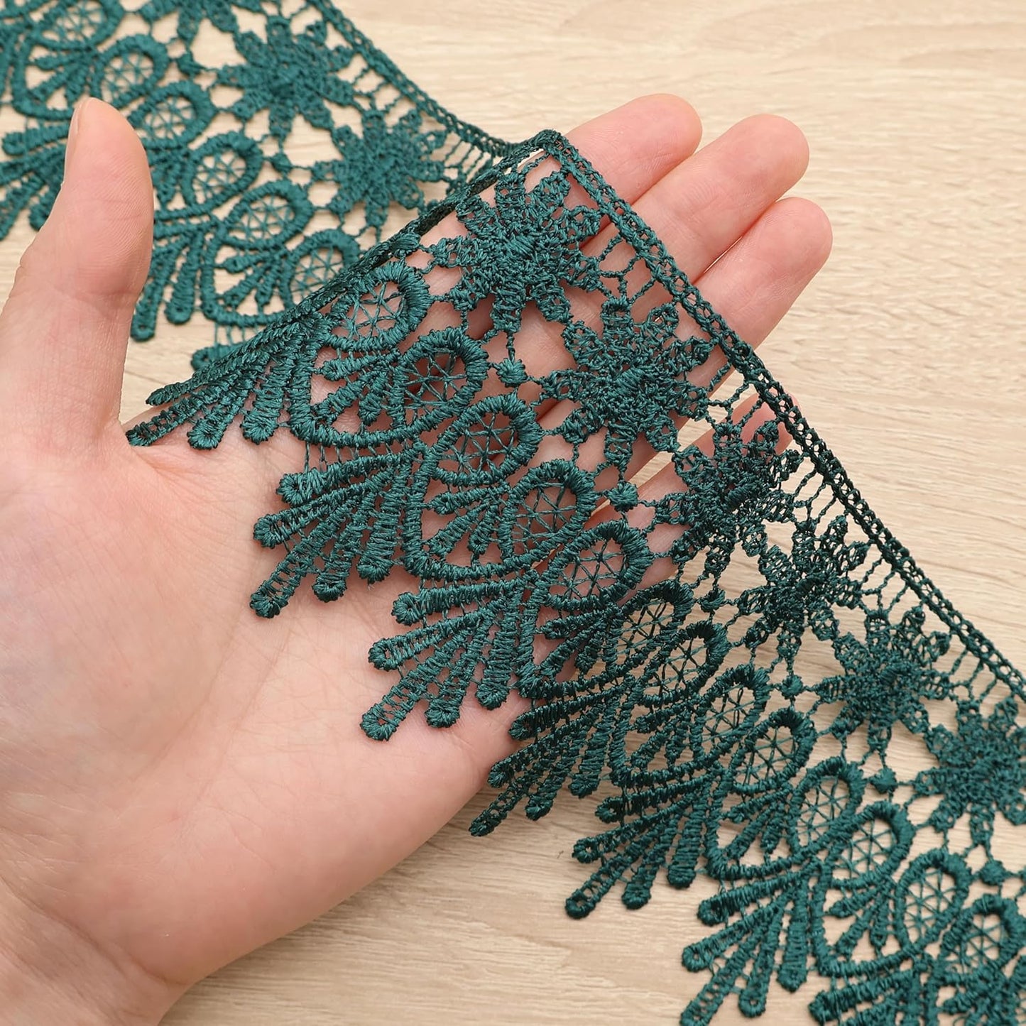 GXTIZAS Green Lace Trim 5 Yards Wide Venise Lace Ribbon Embroidered Edge Trim for Sewing Crafts Pillow Case