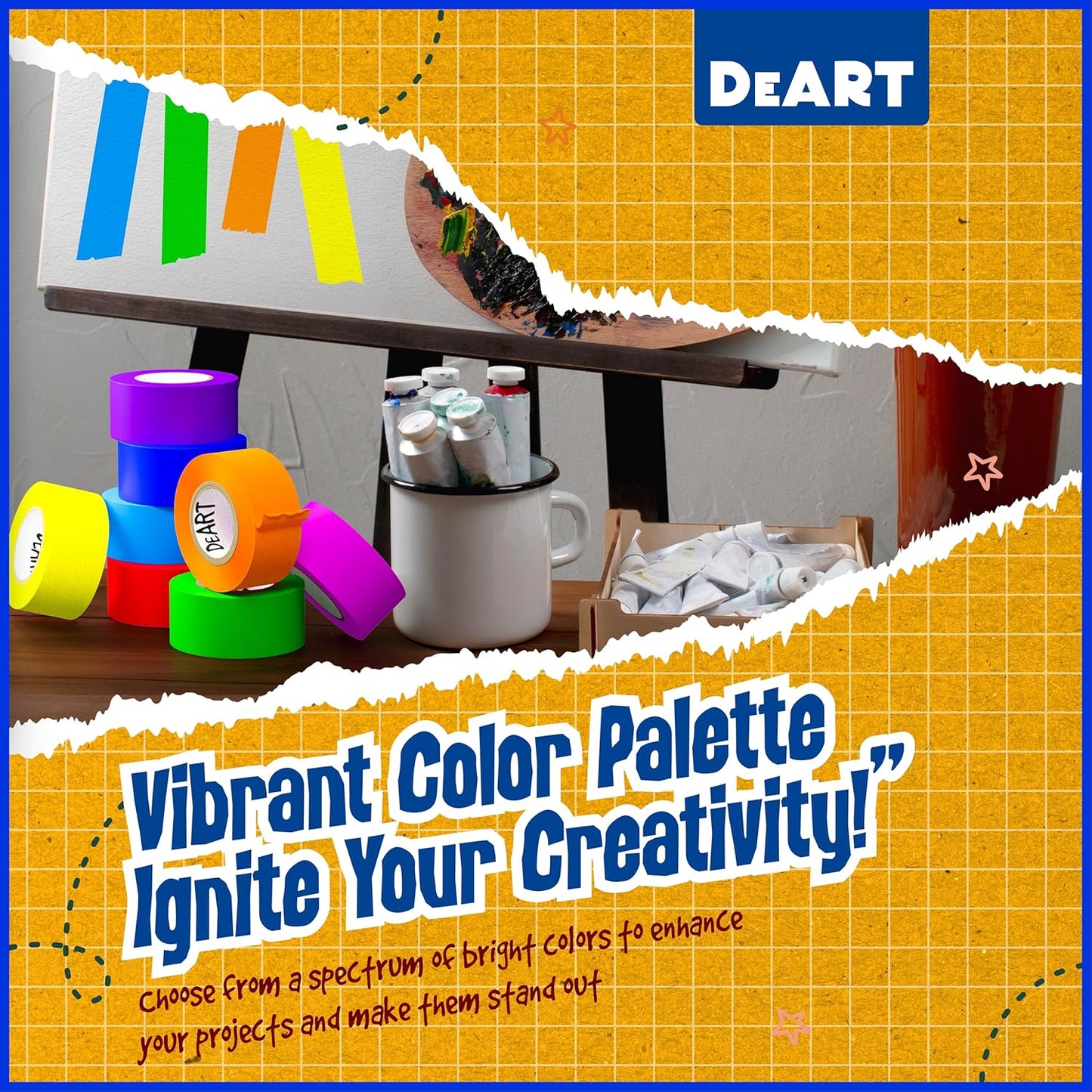 8X Colored Masking Tape, 33 Ft x 1 inch Colored Painters Tape for Arts & Crafts Labeling or Coding, Education Supplies & Craft Supplies Color Tape Rolls, Colorful Masking Craft Tape, Drafting Tape