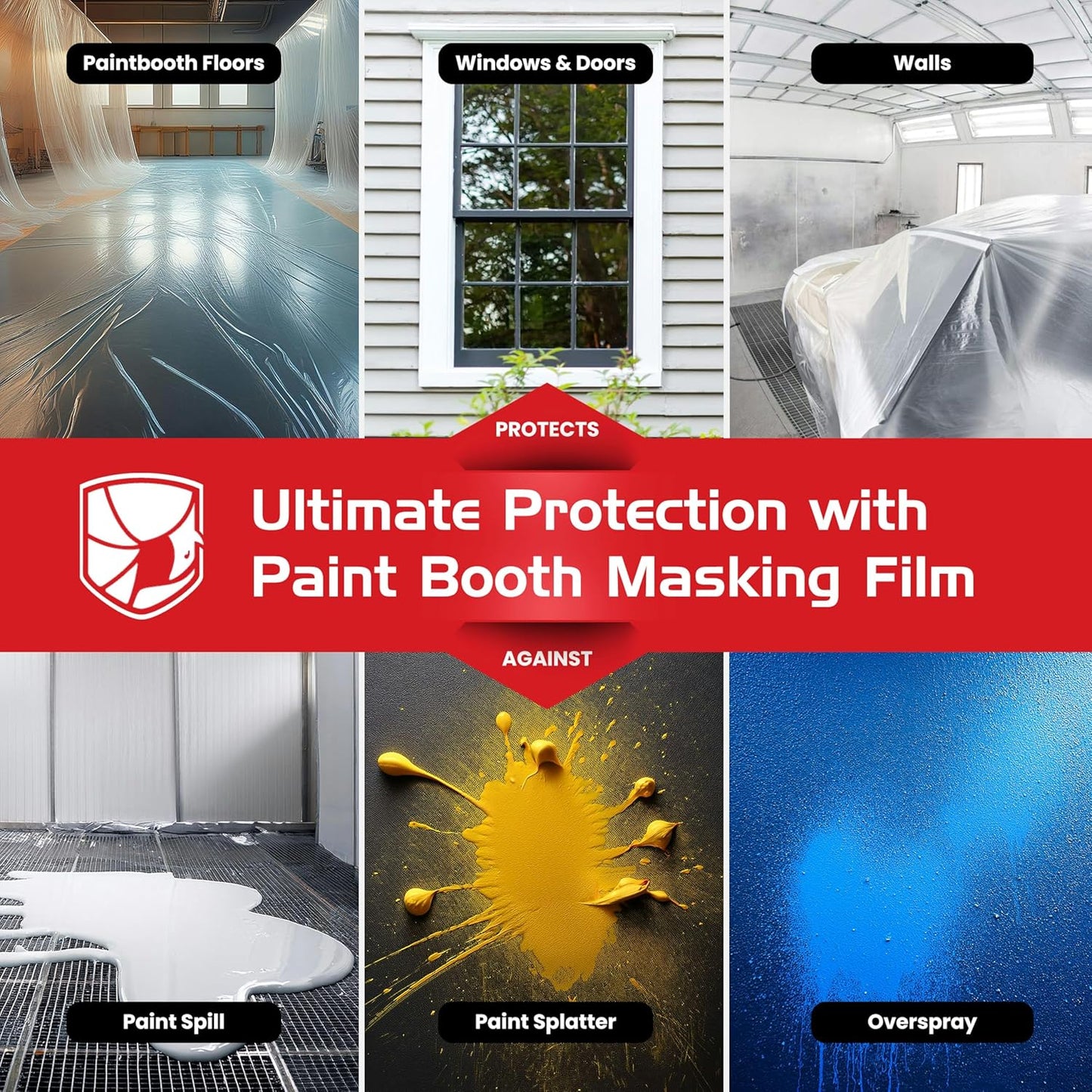 ArmorDillo Clear Full 3mil Self- Adhesive Paint Booth Protective Film Wall Masking Film Self-Adhesive, Easy-Start, 36" x 200 ft. Washable, Asteroid-Proof...Probably