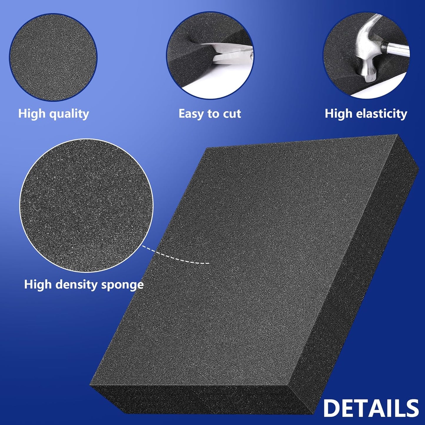 DECOHS 8 Pcs Polyurethane Foam Sheets- 2 Sizes Cuttable Foam Inserts for Cases- Packing Foam Pads for Toolbox Camera Storage and Crafts