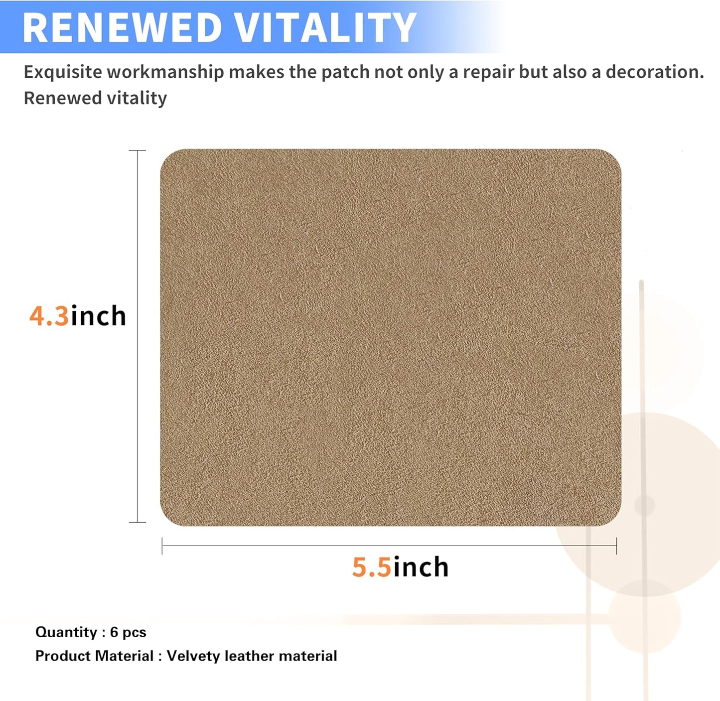 Azobur Repair Patch, 6 Piece Microfiber Patches, Self Adhesive Fabric Sofa Patch Repair Fabric, Luxurious Look, Quick Fix Sofa.(Khaki)