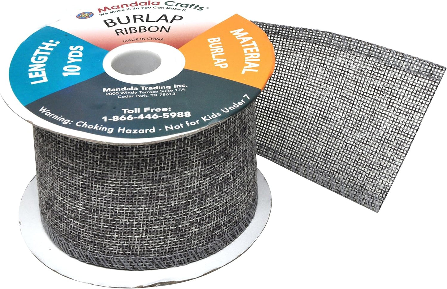 Mandala Crafts Gray Burlap Ribbon 2.5 Inches Wide Jute Ribbons for Crafts - 20 Yds Roll Rustic Burlap Wrap Trim Ribbons for Wreaths Bows Wedding Party Decoration