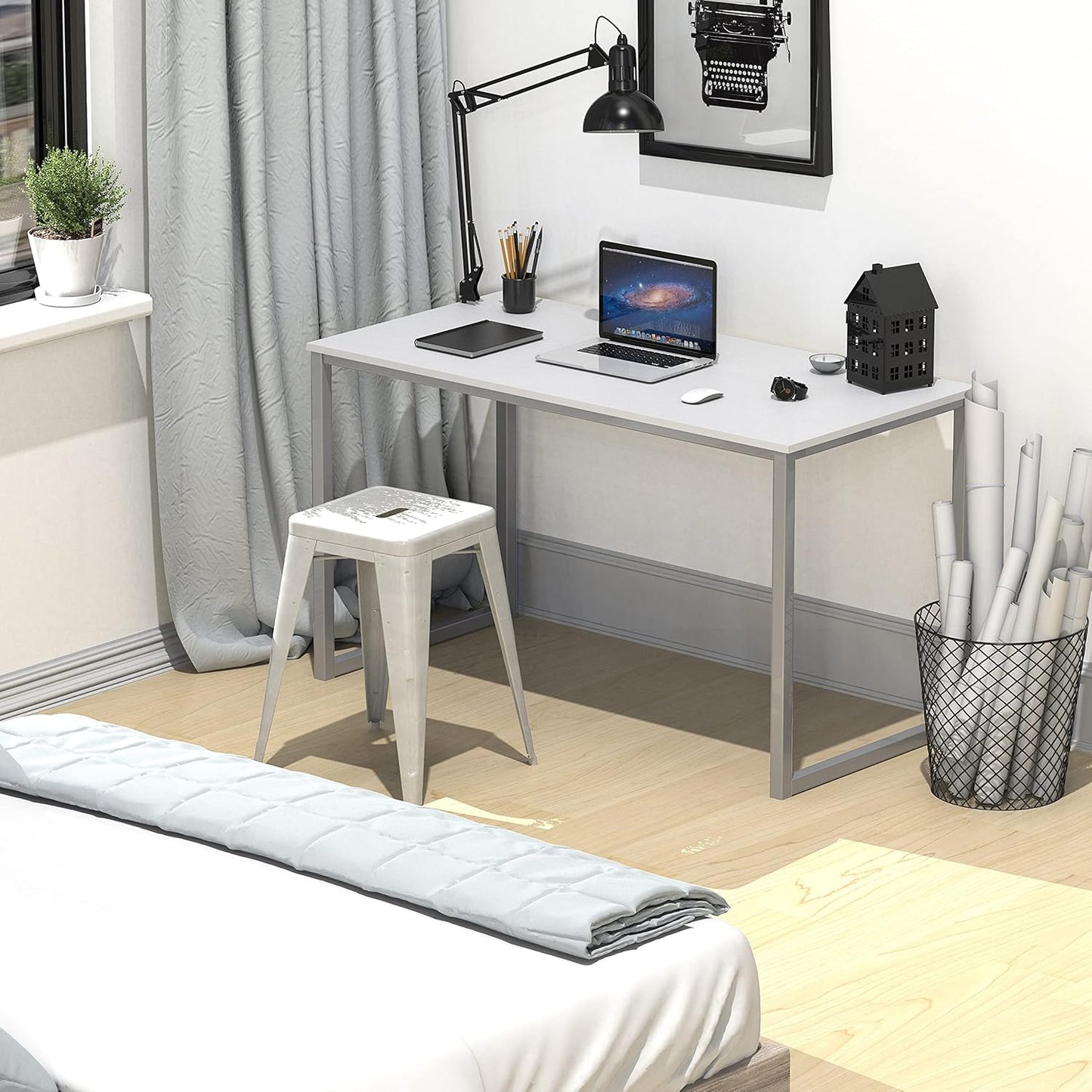 SHW Mission 40-Inch Home Office Computer Desk, White