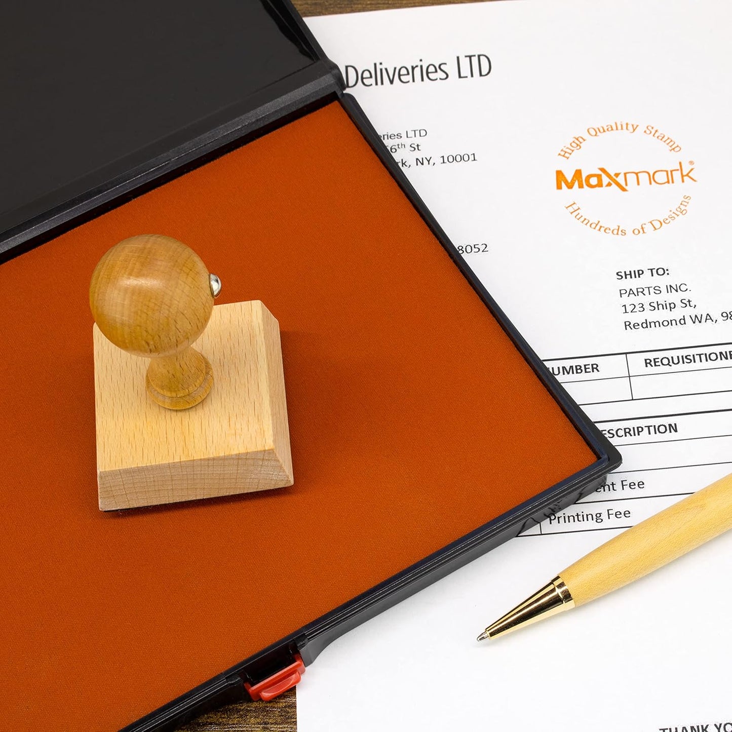 Large Premium Orange Ink Stamp Pad - 5" by 7" - Quality Felt Pad