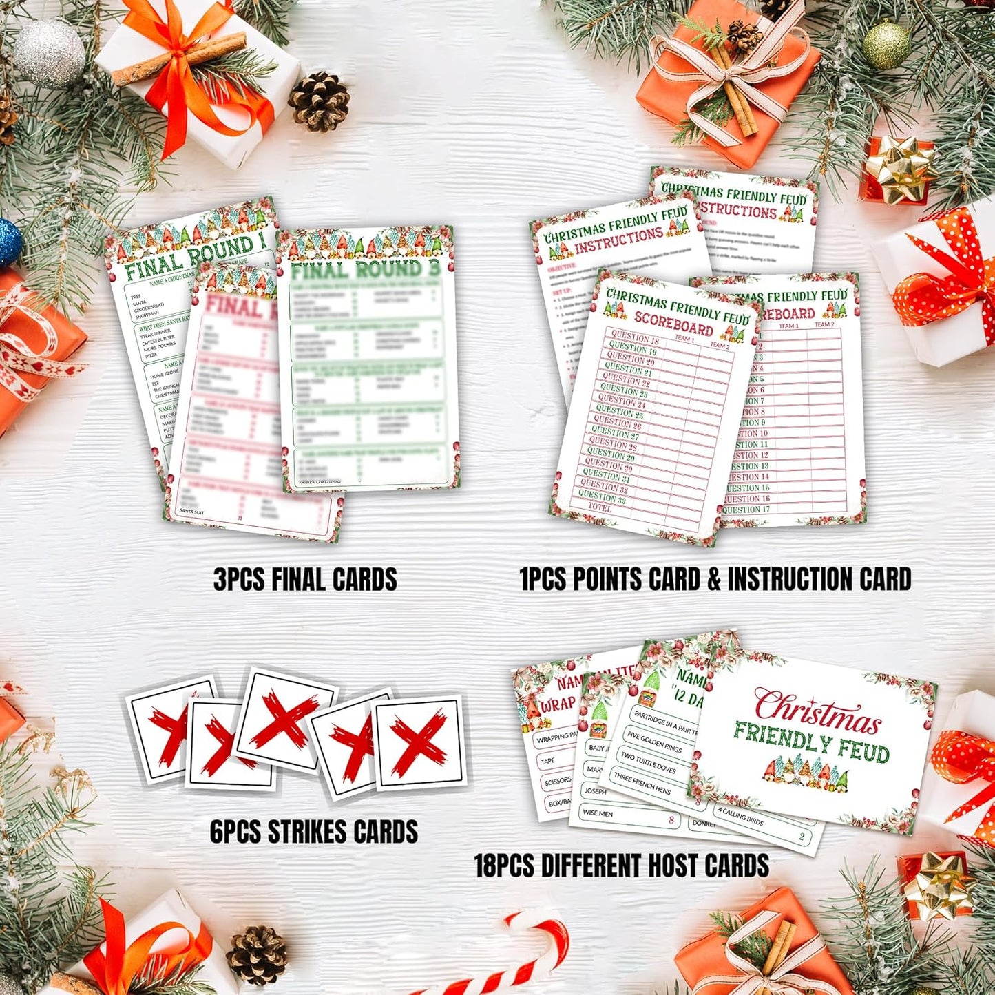 Christmas Friendly Feud Game, Funny Christmas Party Games, Friendly Feud Trivia Quiz for Family, Winter Xmas Holiday Party Supplies for Adults -07