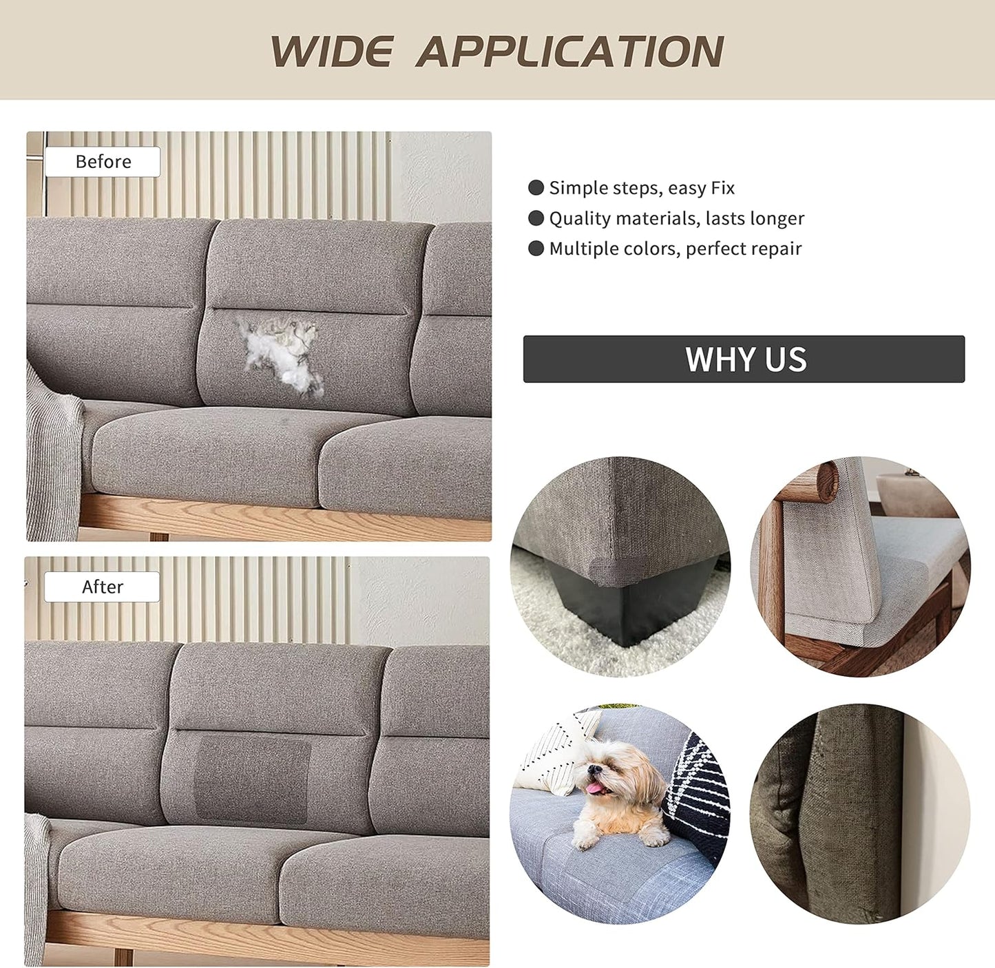 Fine Linen Fabric Patches, Self-Adhesive, 8x11 inch Extra Size, Multi Color, for Sofa and Clothes Repair (Blue Grey)