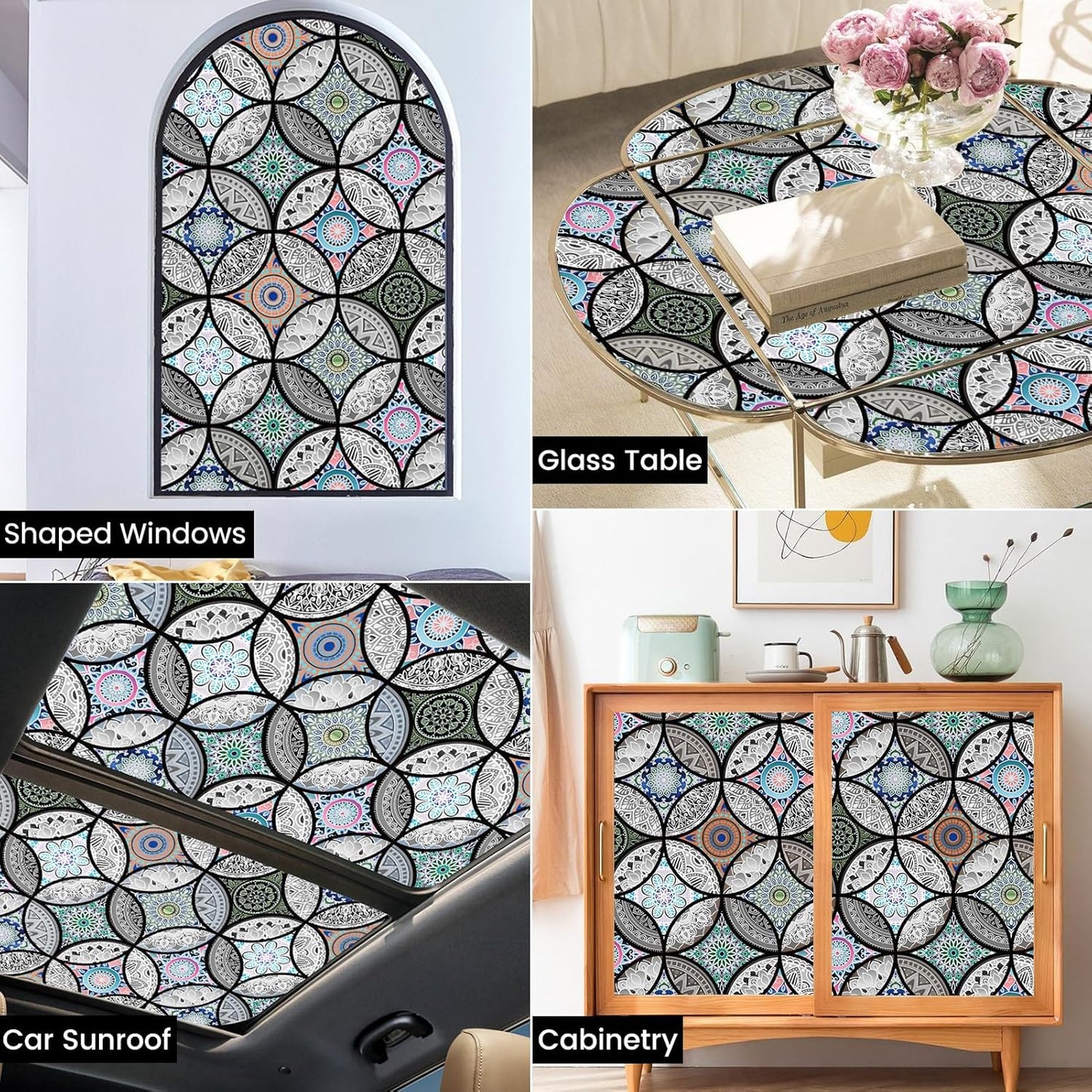 DKTIE Static Cling Decorative Window Film with Installation Tools Non Adhesive Privacy Film, Stained Glass Window Film for Bathroom Shower Door Heat Cotrol Anti UV 35.4 x 78.7 Inch