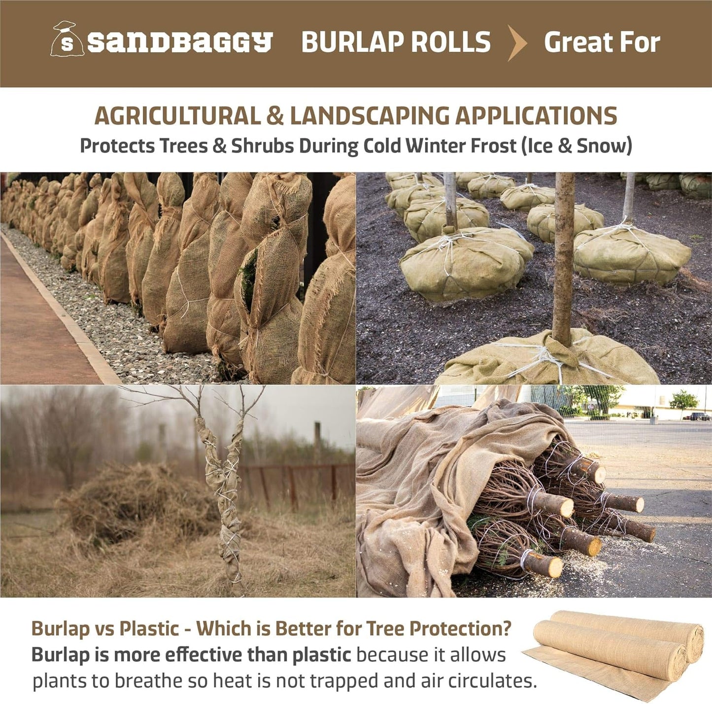 Sandbaggy Burlap Fabric Roll | 40 Inch by 300 ft | Great for Garden, Yard, Wedding, Craft, Decorating Tables | Constructed from Industrial Grade Burlap Fiber | 30% Thicker Than Competition (1 Roll)