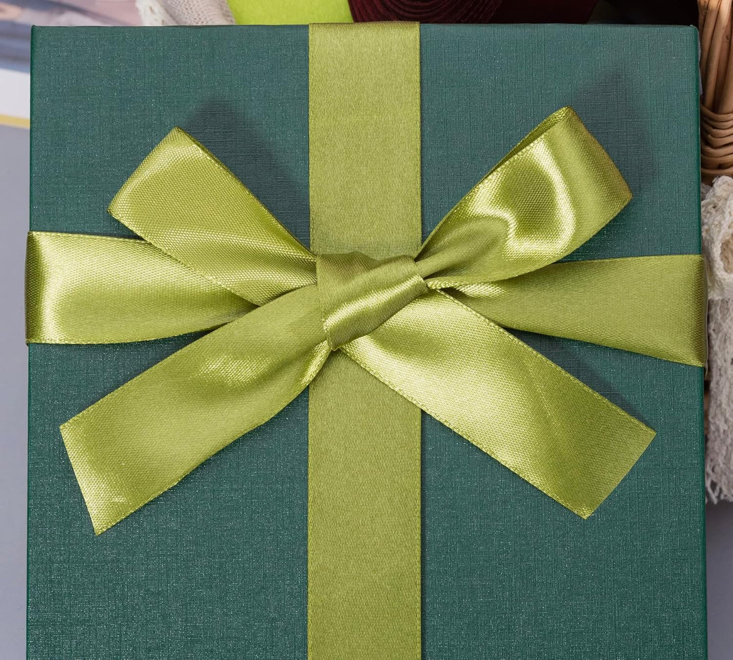 1 Inch Moss Green Solid Satin Ribbon, 50 Yards Craft Fabric Ribbon for Gift Wrapping Floral Bouquets Wedding Party Decoration