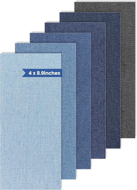 Denim Patches for Inside Jeans - Iron On Patches for Jeans - Jeans Patch for Repairing Pant Holes and Covering Imperfections, 6 Colors, Each Piece Measures 4 in x 8.9 in