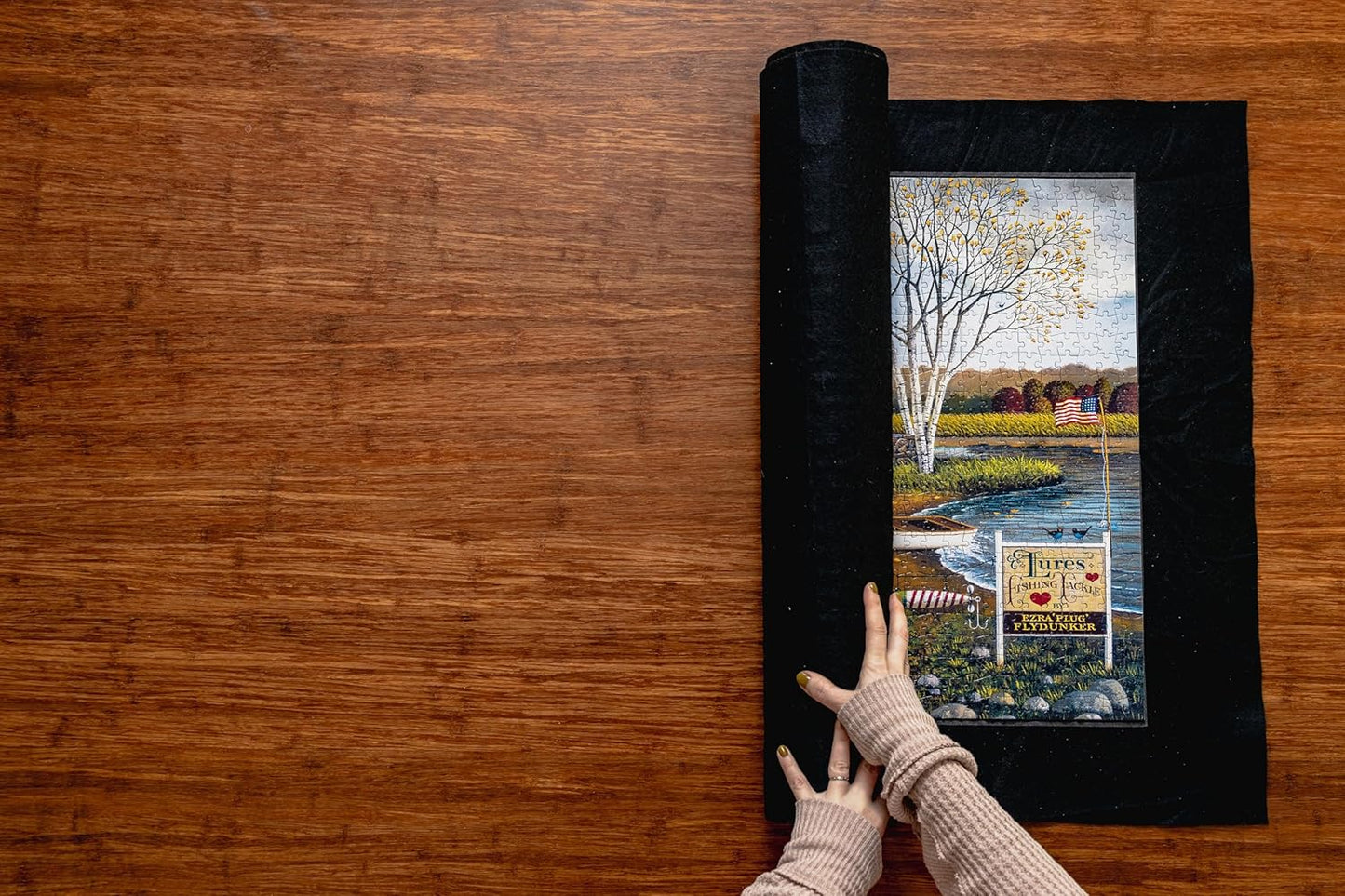 Buffalo Games - Roll-Up Puzzle Mat - Puzzle Saver and Assembly Accessory - Felt Mat - Fits up to 1000 Piece Puzzle - Black