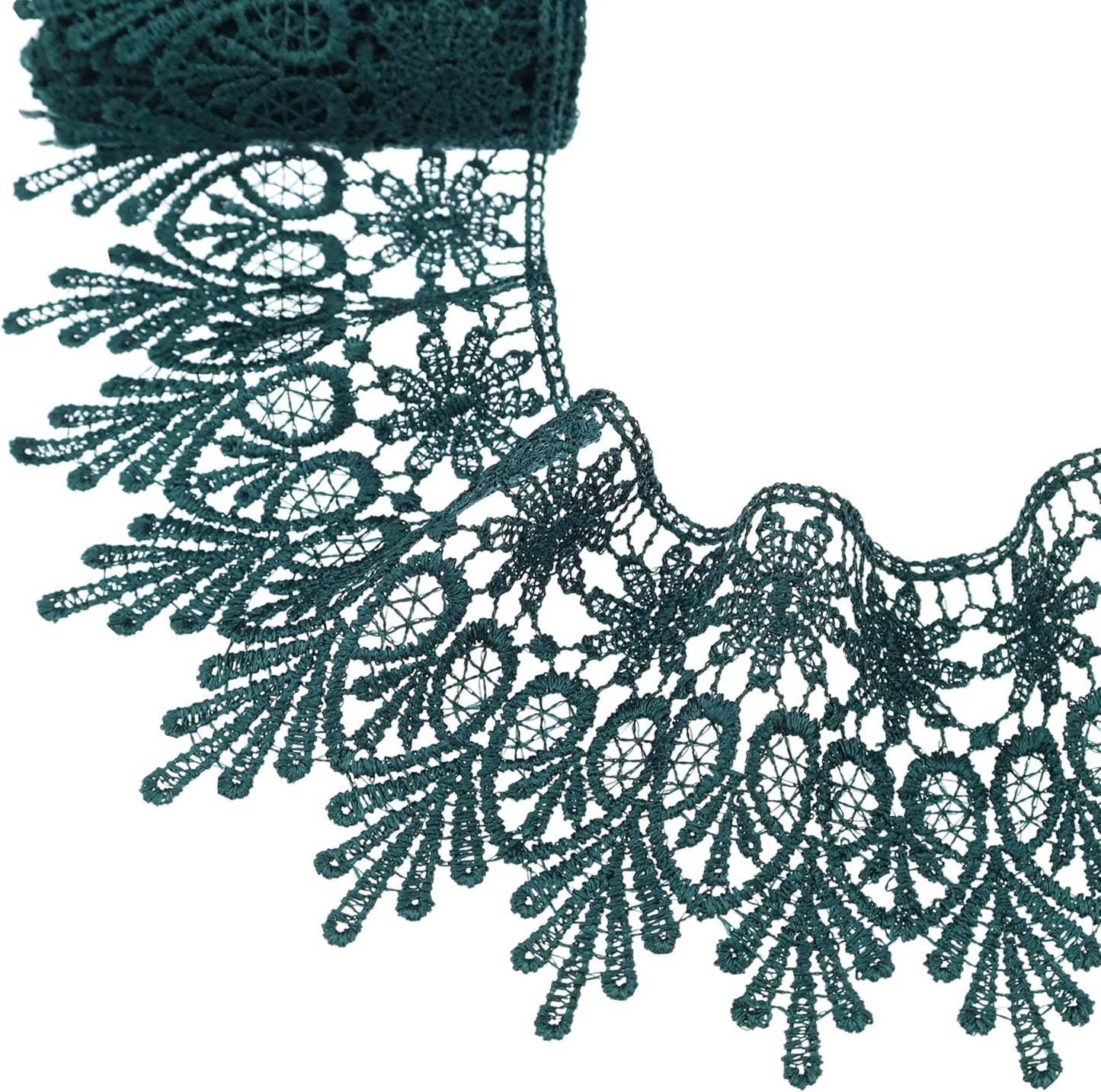 GXTIZAS Green Lace Trim 5 Yards Wide Venise Lace Ribbon Embroidered Edge Trim for Sewing Crafts Pillow Case