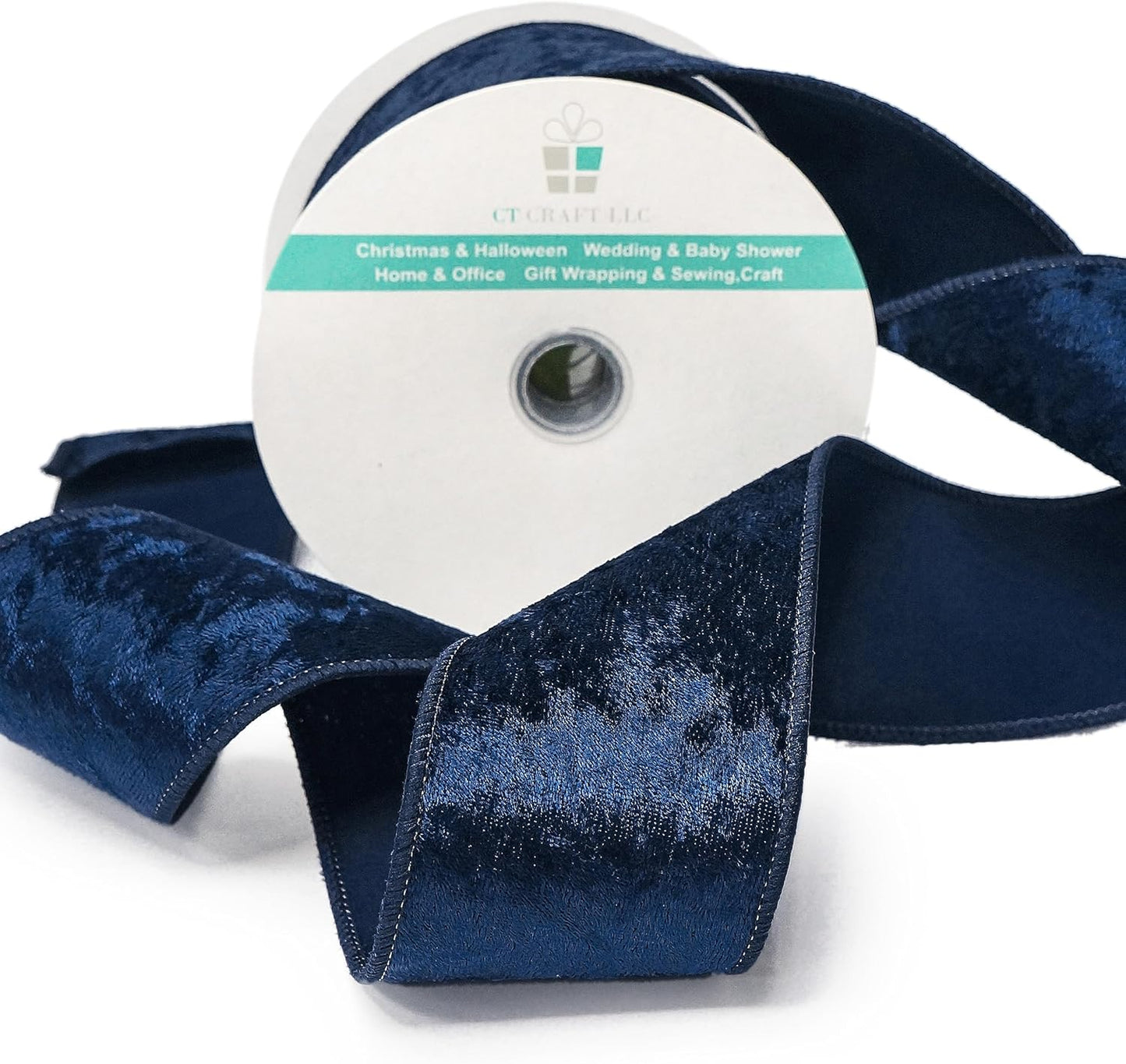 Navy Velvet Ribbon 2.5 Inch x 10 Yards for Christmas Tree Topper Home Decoration Wreath Gift Wrapping DIY Craft