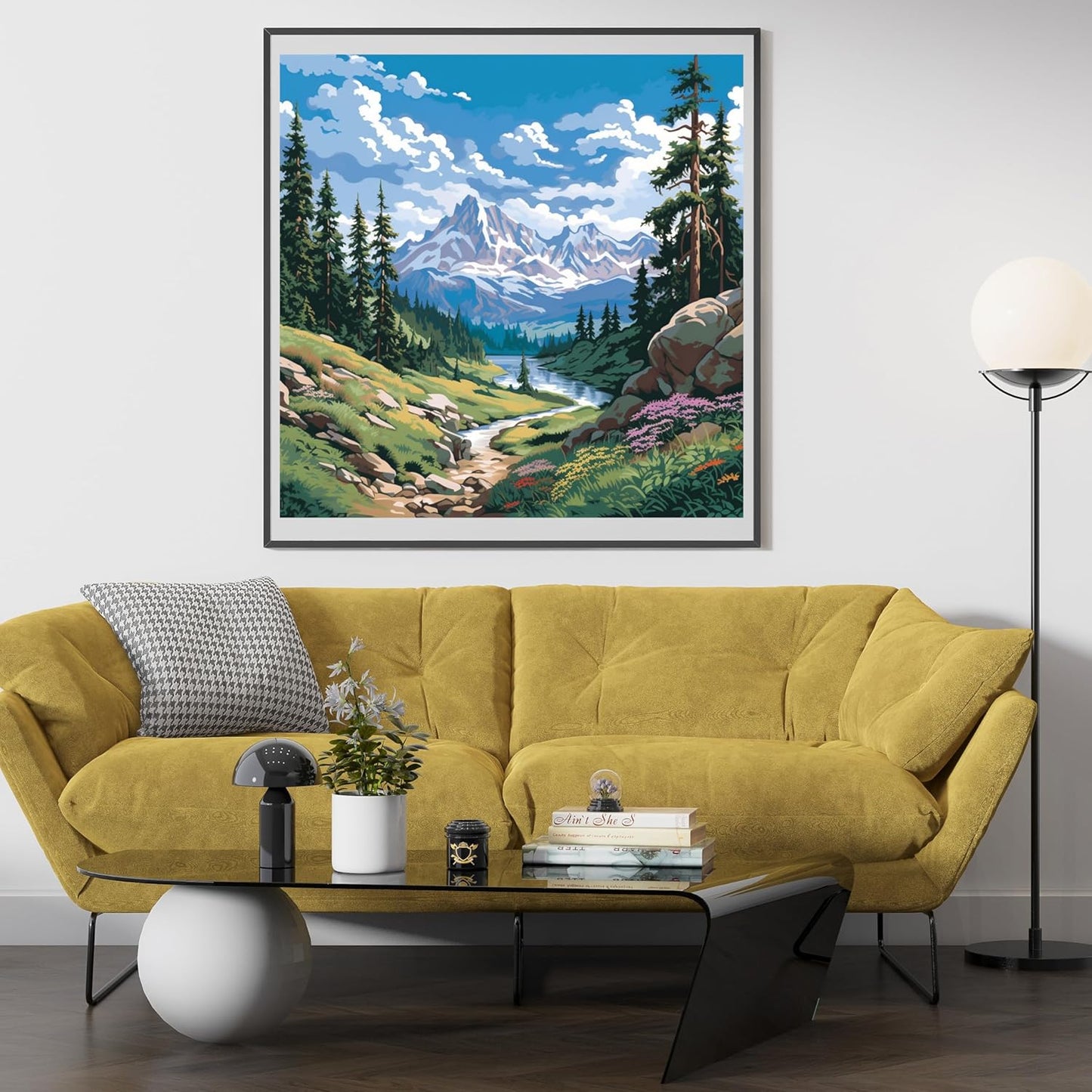 14CT Counted Cross Stitch Kits for Adults Mountain Flowers Stamped Cross Stitch Kits for Adults Clearance (Mountain 5)