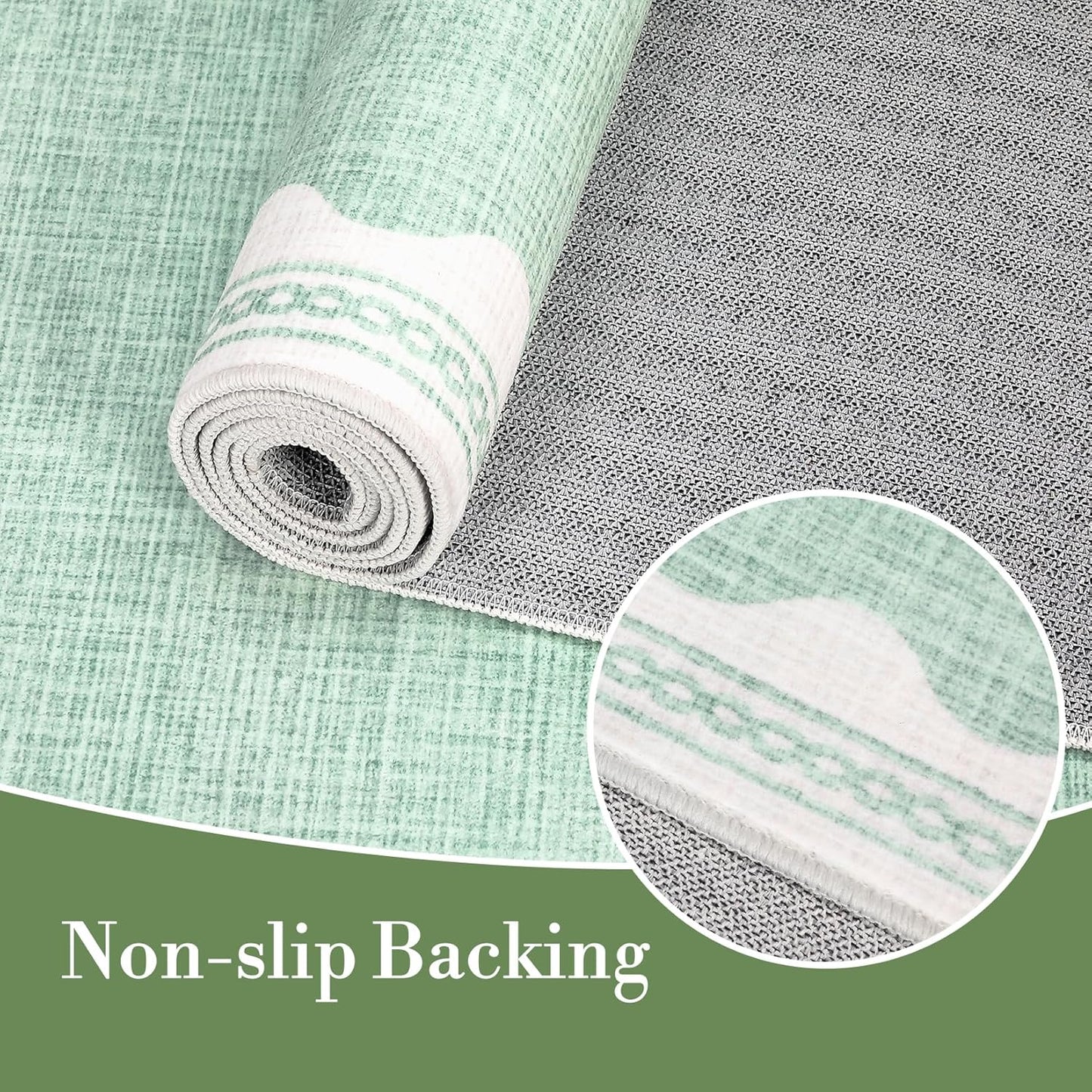 Scalloped 3x5 Rugs for Entryway, Small Area Rug Solid Green Rug for Bedroom Girls, 3x5 Washable Rugs for Living Room, Non Slip Scalloped Bath Mat, Soft Dorm Nursery Carpet for Bedside