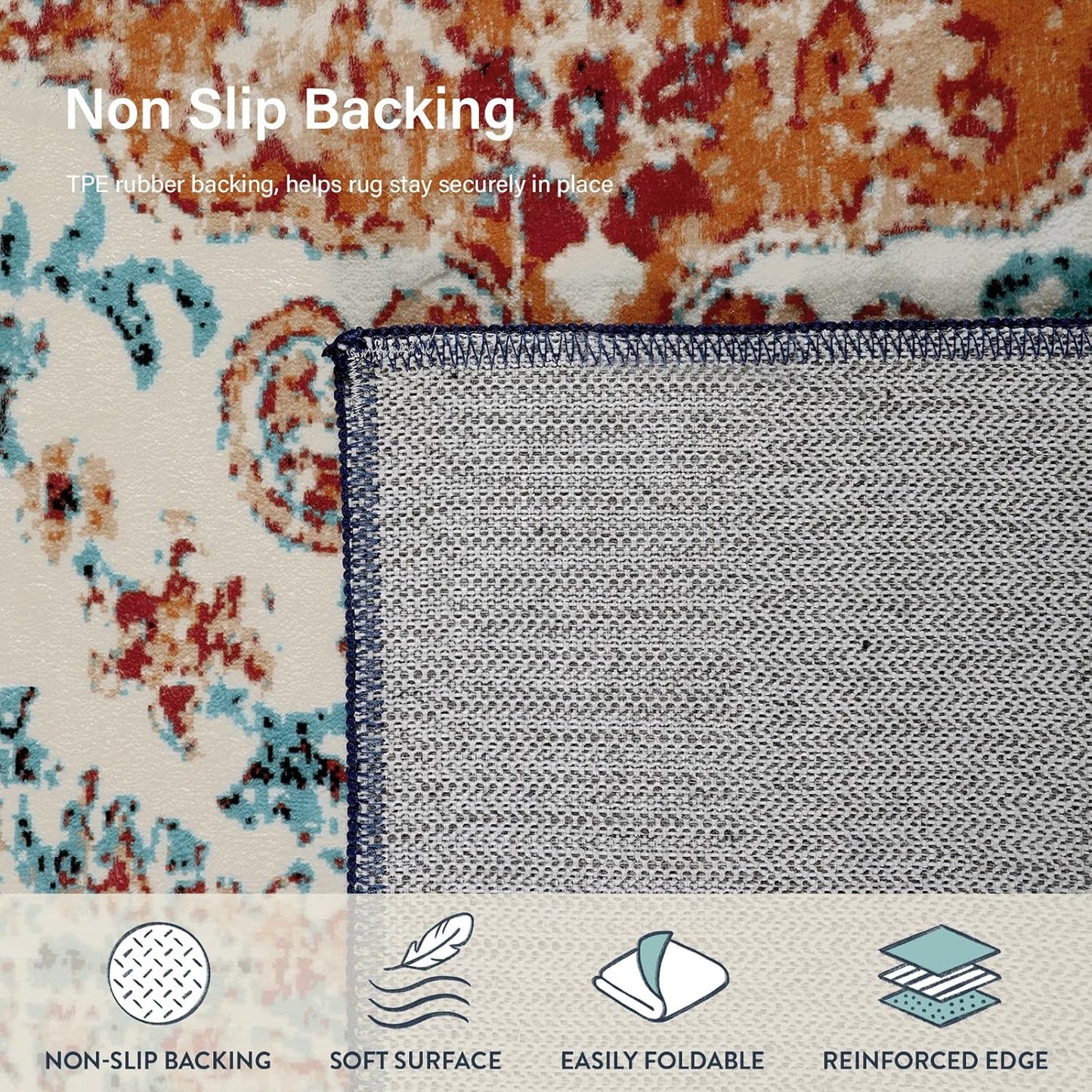 Lahome Bohemian Floral Medallion 2'8" x 10' Hallway Runner Rug, Soft Washable Non-Slip Kitchen Runner, Distressed Indoor Accent Carpet Runners for Stair Laundry Room Entryway