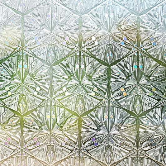 rabbitgoo Window Privacy Film Stained Glass Window Film, Decorative Stickers Removable UV Sun Blocking Clings Door Coverings, Diamond Pattern,35.4 x 157.5 inches