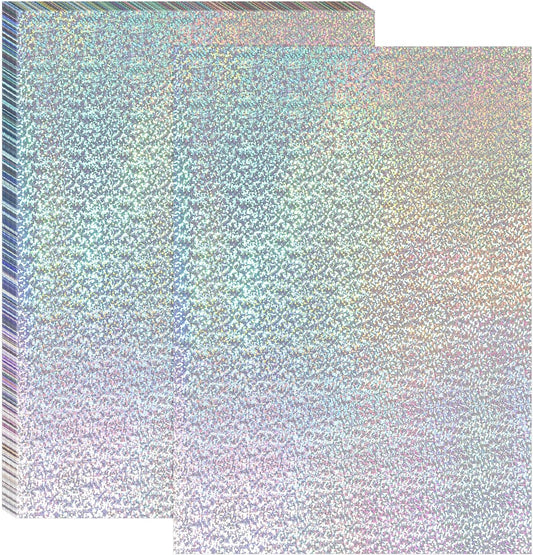 PATIKIL 11.7x8.3" Hot Stamping Foil Paper Sheet, 20 Sheets A4 Heat Transfer Hot Stamping Paper Foil for Leather DIY Logo Decor Craft Gift Package Scrapbook Card, Laser Spot Silver