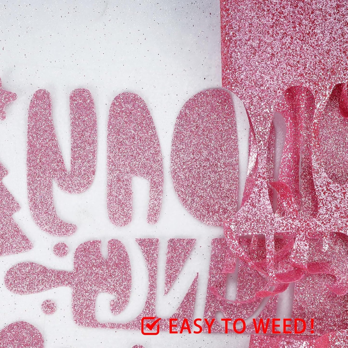 FUNKAKA Glitter Pink HTV Heat Transfer Vinyl Rolls, 12" x 8ft PU Iron on Vinyl for T-Shirt Pink Glitter HTV Vinyl for All Cutter Machines Easy to Cut & Weed for Heat Vinyl Design