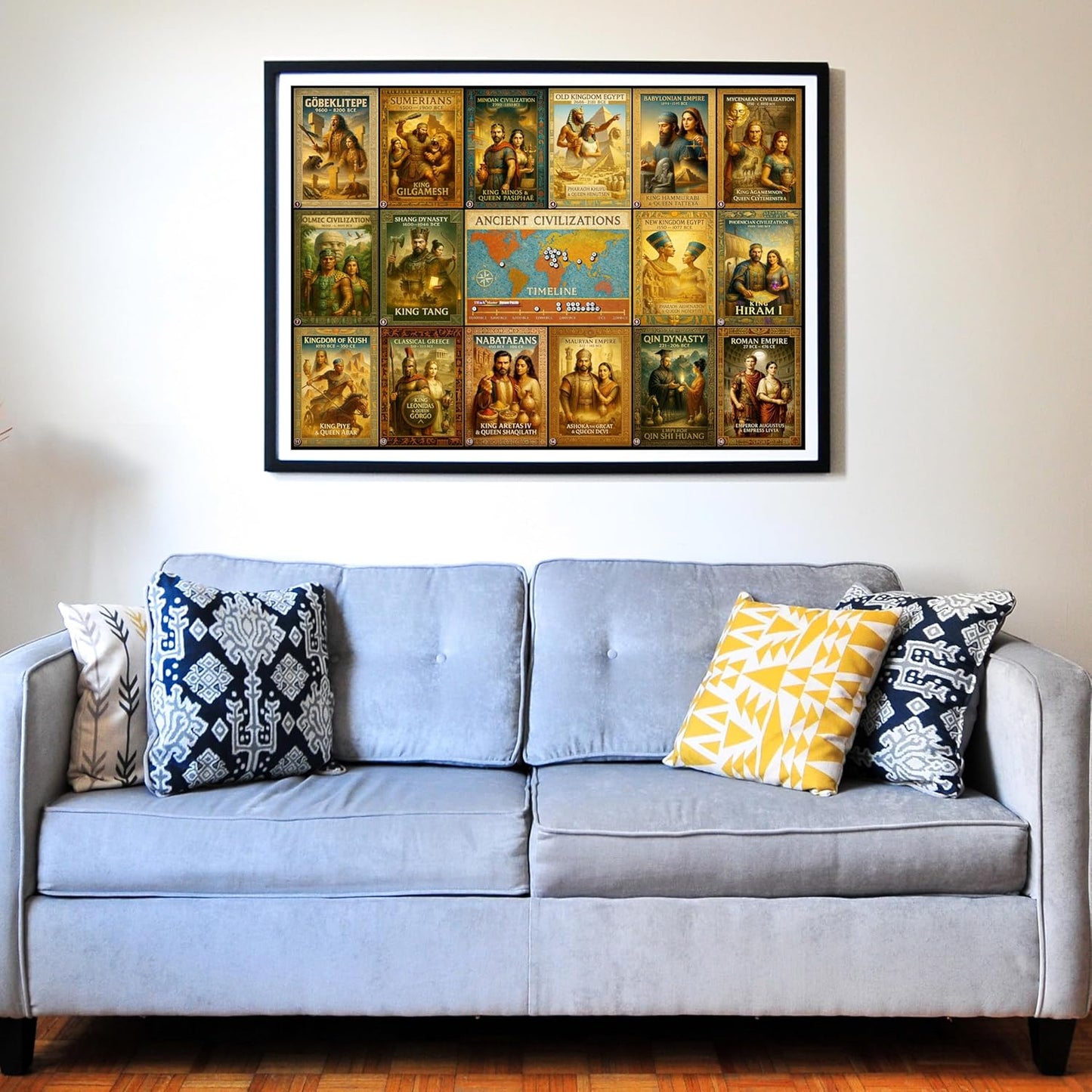 Think2Master Ancient Civilizations World History Jigsaw Puzzle 1000 Pieces Large Format for Kids 12+, Teens, Adults & Families. Great Gift. Historical Timeline & World Map. Size: 26.8” X 18.9”