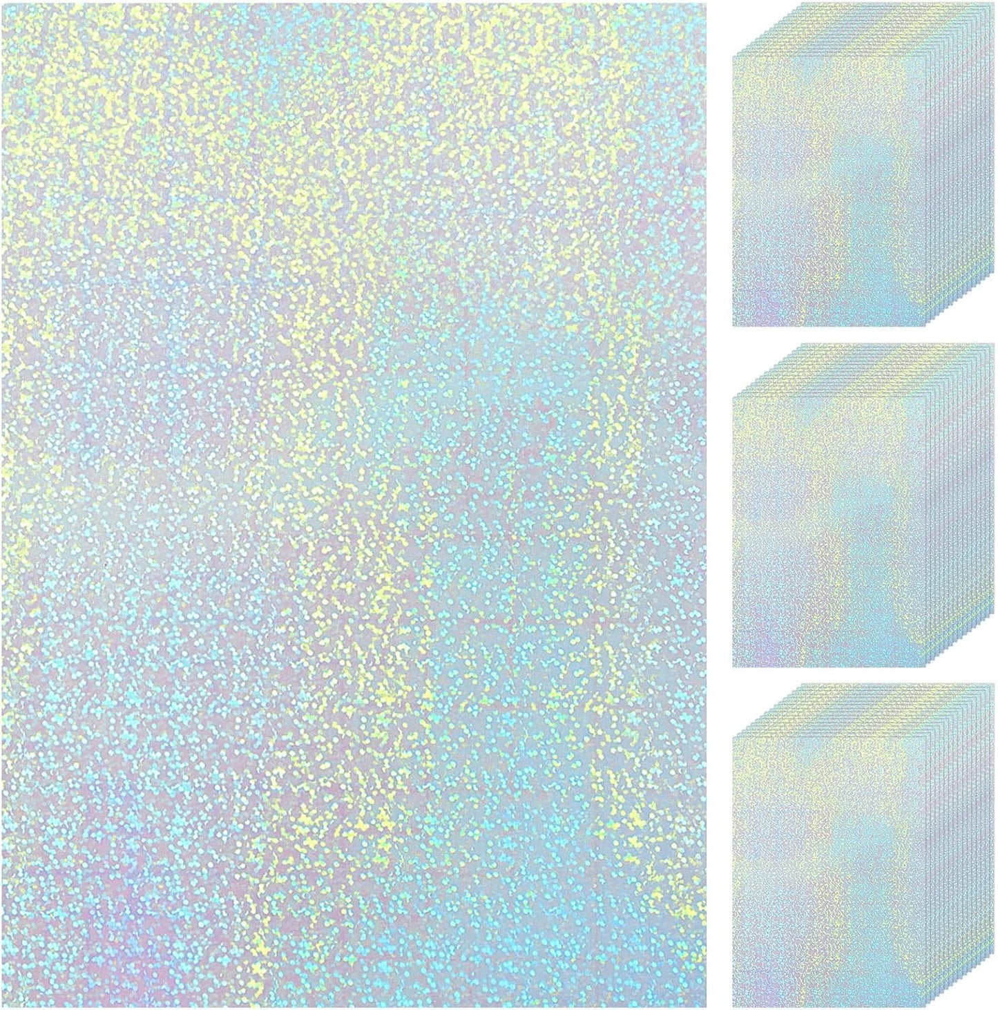 60 Sheets Holographic Laminate Sheets Clear Glitter A4 Size Vinyl Sticker Paper Holographic Overlay Self Adhesive Waterproof Transparent Film, 11.7 x 8.3 Inch (Little Dot)