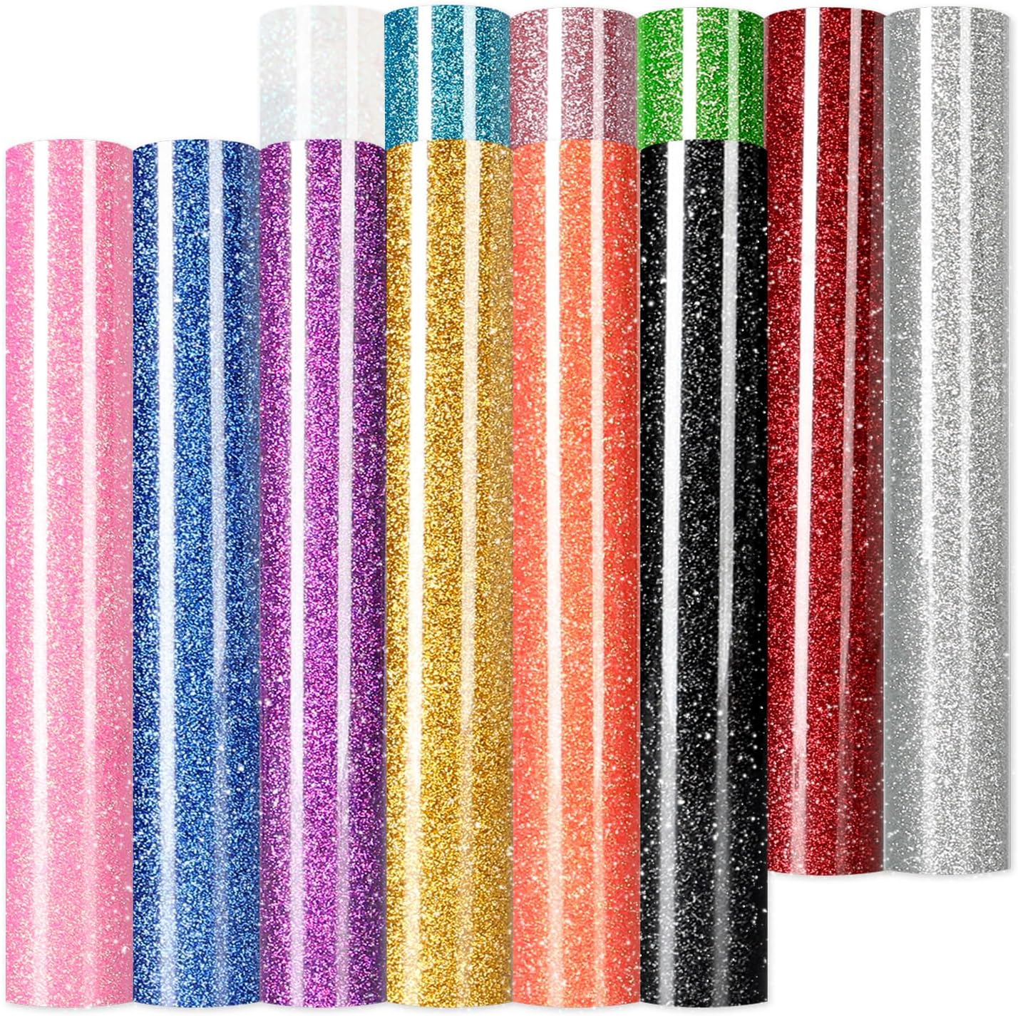 HTVRONT Glitter HTV Heat Transfer Vinyl - 13 Sheets 12" x 10"Glitter Iron On Vinyl for T-Shirts, Sparkle HTV Compatible with Cricut & Silhouette,Easy to Cut & Weed