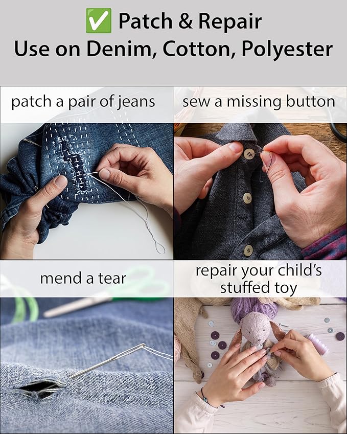 Easy to Use Sewing Kit for Adults and Kids - Needle and Thread Kit with Sewing Supplies and Accessories for Fixing Buttons & Small Repairs, Basic Travel Mending Set for Beginners, Navy Blue