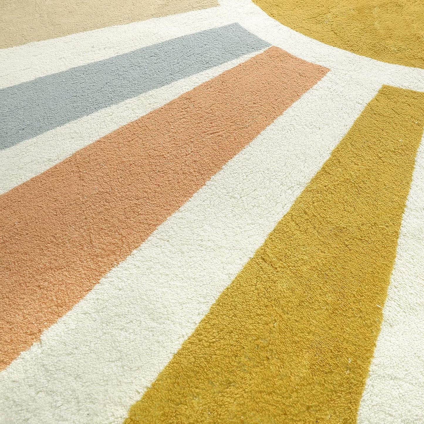 STARUIA Boho Washable Rug 5 Ft Round Area Rug for Bedroom, Rainbow Circle Kids Rug for Office, Non-Slip Circluar Carpet Soft Sunshine for Dorm Nursery Sofa Living Room Corner