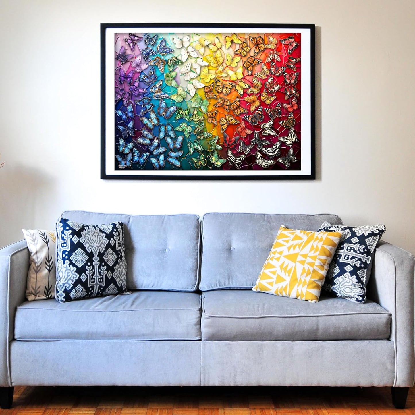 Think2Master Colorful Rainbow of Butterflies & Stained Glass 1000 Pieces Large Format Jigsaw Puzzle for Kids 12+, Teens, Adults & Families. Beautiful Vibrant Illustration Artwork Size: 26.8” X 18.9”