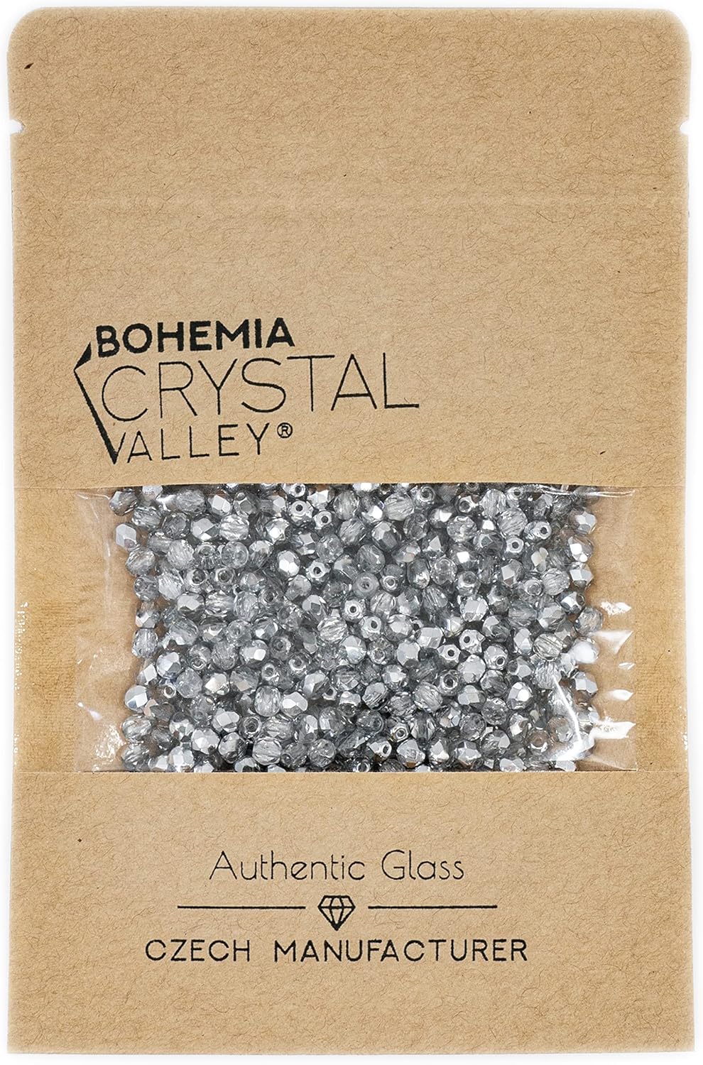 100 pcs of Faceted Fire Polished Pressed Czech Glass Beads 4mm (0.16in), Crystal Silver Aluminum Labrador 00030-27001 BCV