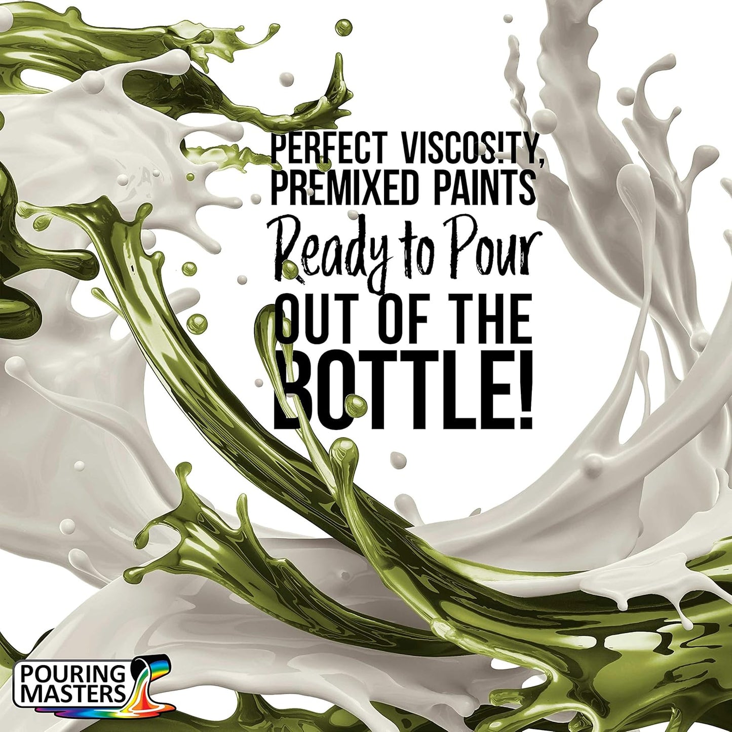 POURING MASTERS Olive Green Acrylic Ready to Pour Pouring Paint - Premium 64-Ounce Pre-Mixed Water-Based - for Canvas, Wood, Paper, Crafts, Tile, Rocks and More