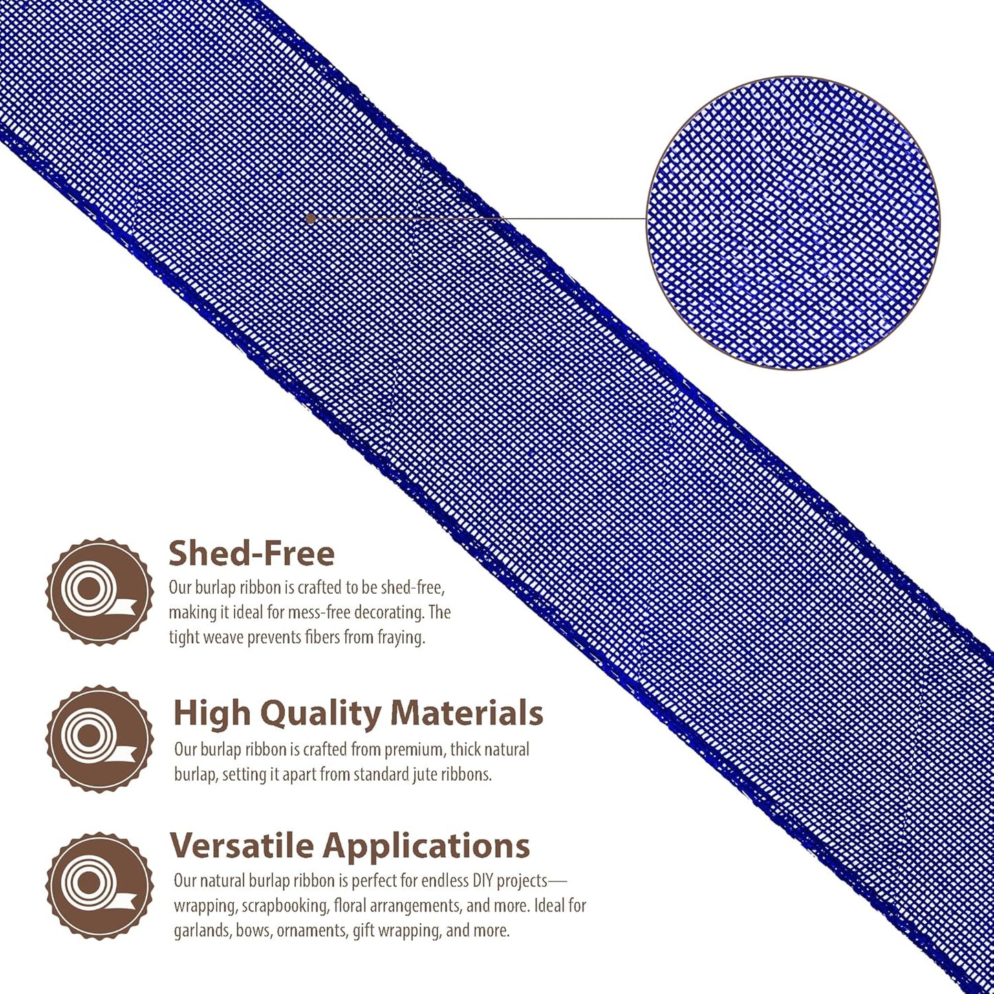 Mandala Crafts Royal Blue Burlap Ribbon 2.5 Inches Wide Jute Ribbons for Crafts - 20 Yds Roll Rustic Burlap Wrap Trim Ribbons for Wreaths Bows Wedding Party Decoration