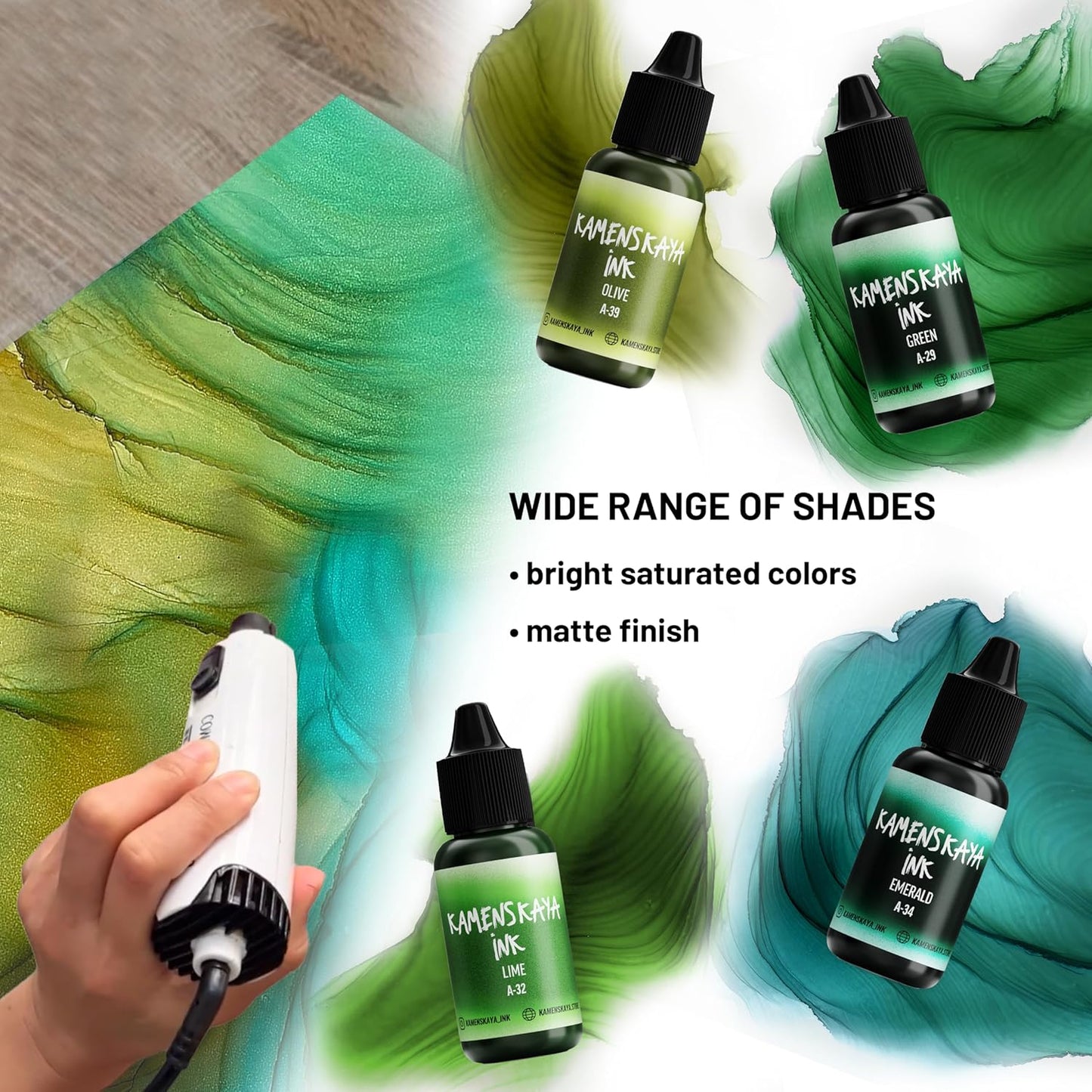 Alcohol Ink Set #10: Matched Color Combination of Alcohol Inks, 4 pcs. 0.51 fl oz (15 ml) Each