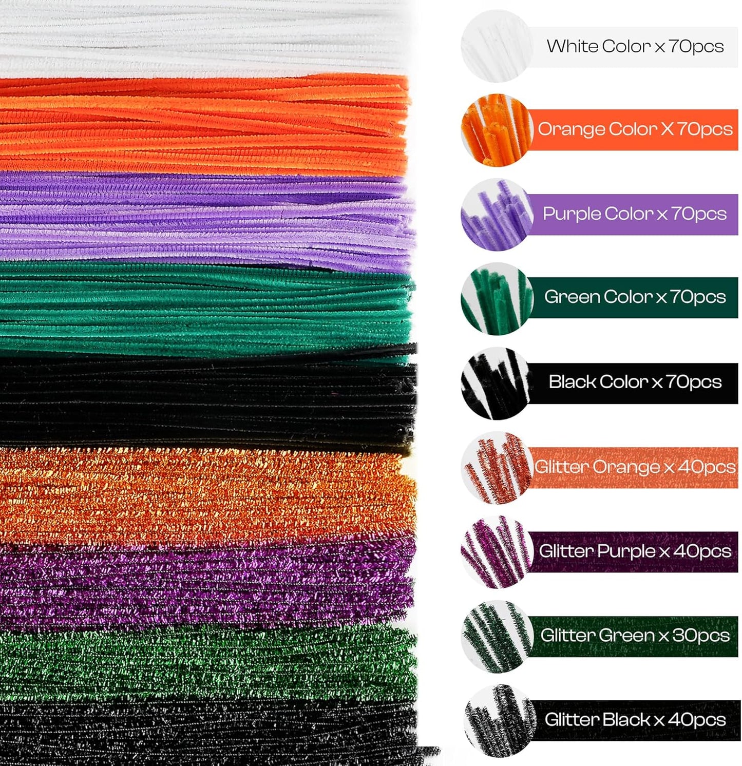 Caydo 500 Pieces Halloween Pipe Cleaners with 100pcs Eyes, Chenille Stems, Pipe Cleaner Crafts for DIY Art and Craft Projects Creative Gift Party Decorations