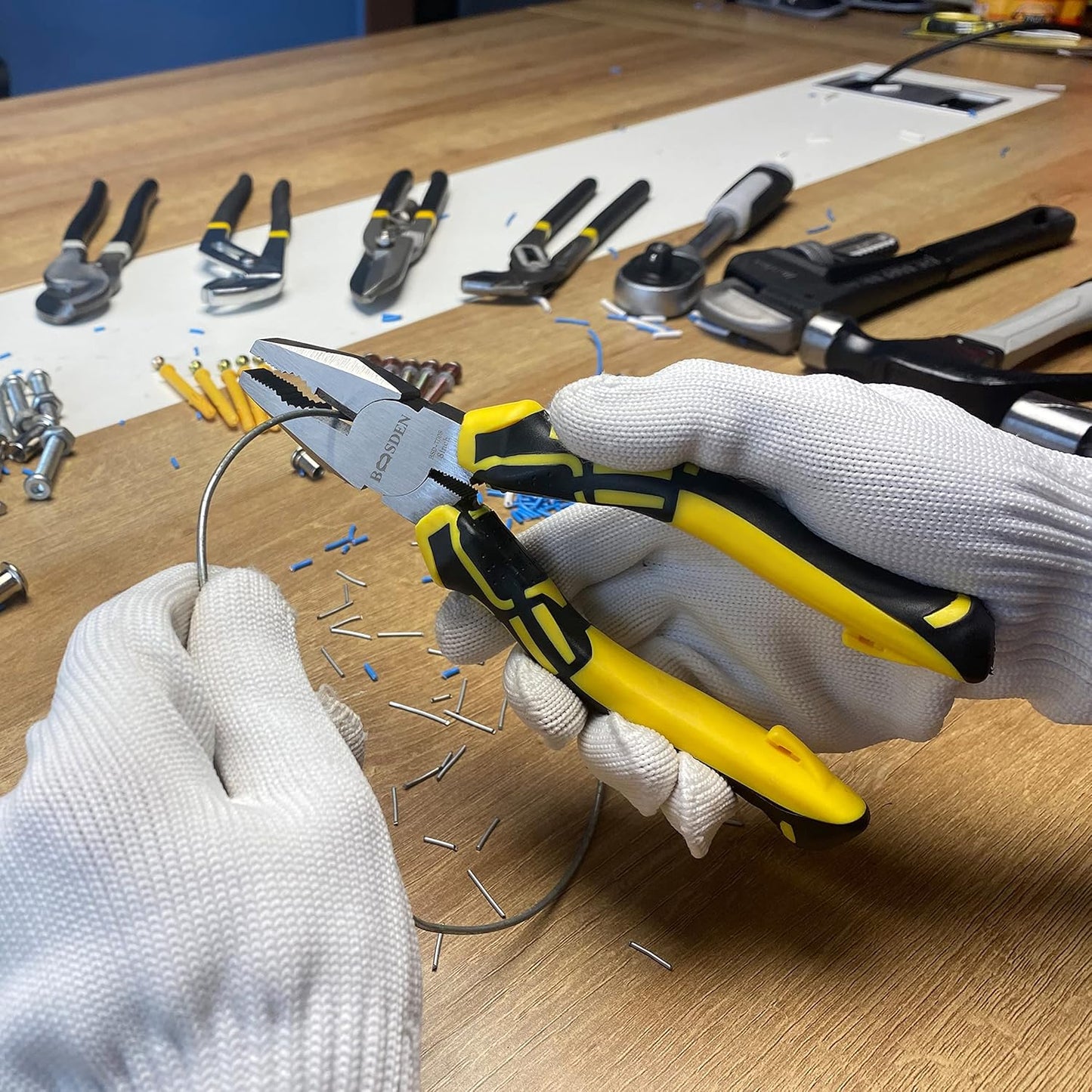 BOOSDEN 8 inch Lineman's Pliers - Side Cutters Combination Pliers with High Leverage and Wire Cutter Function